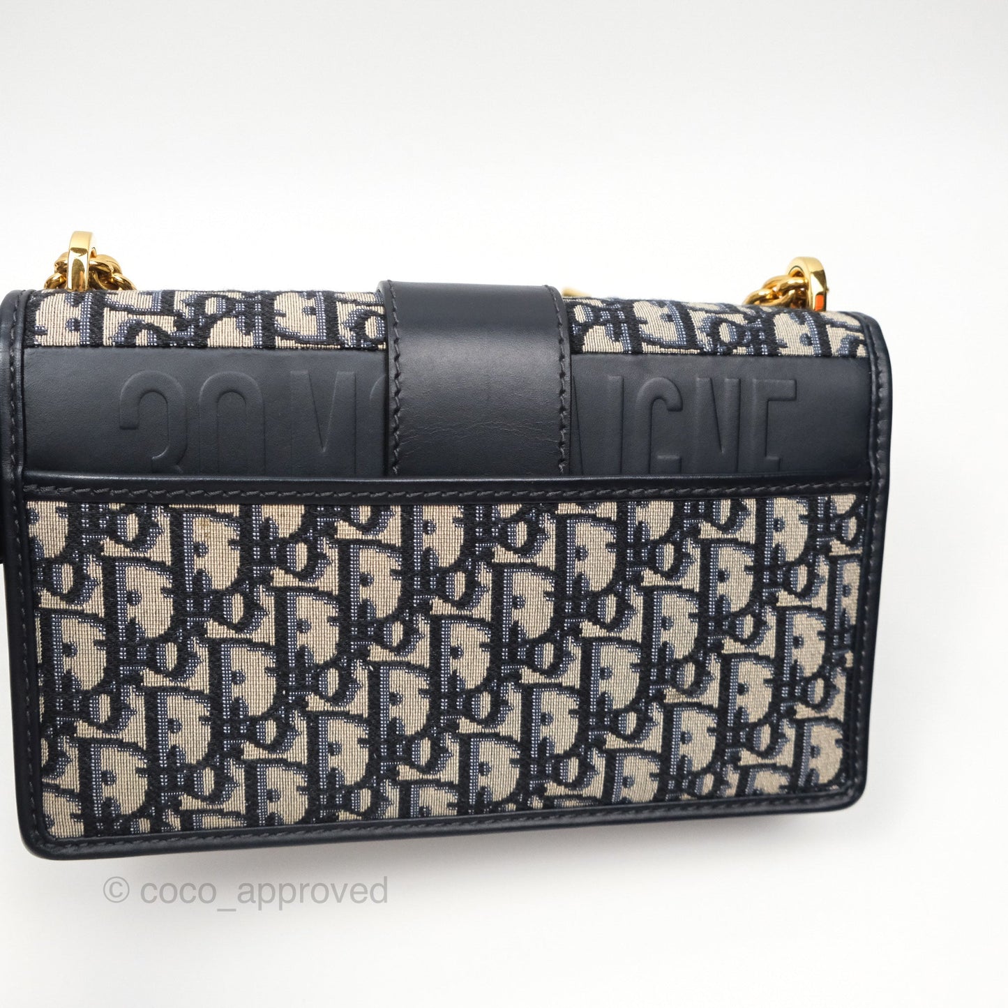 Christian Dior 30 Montaigne with Chain Blue Dior Oblique Jacquard