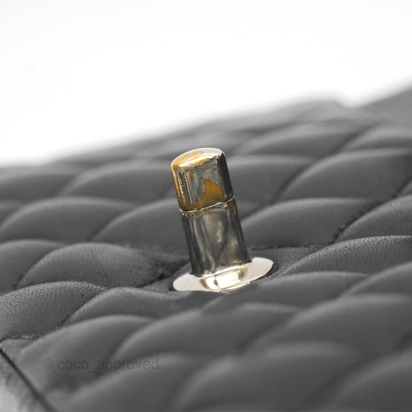 Chanel Classic M/L Medium Flap Quilted Black Lambskin Silver Hardware