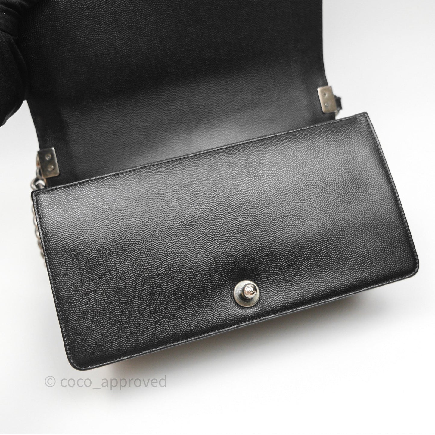 Chanel Quilted Medium Boy Black Caviar Ruthenium Hardware