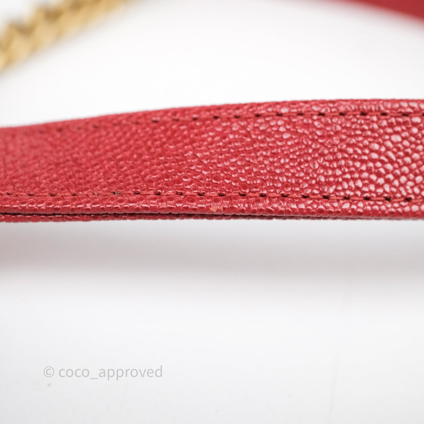 Chanel Boy Wallet on Chain WOC Red Caviar Aged Gold Hardware