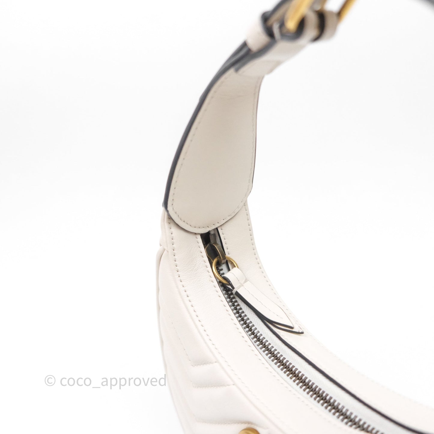 Gucci GG Marmont Half Moon-shaped Hobo Bag White