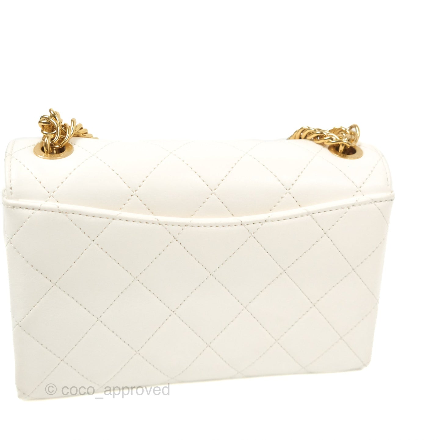 Chanel Mini Flap Bag with Enamel Charm Chain White Lambskin Gold Hardware