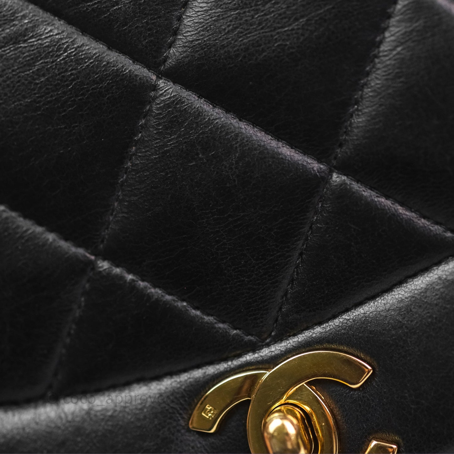 Chanel Vintage Quilted Small Classic Diana Flap Bag Black Lambskin 24K Gold Hardware