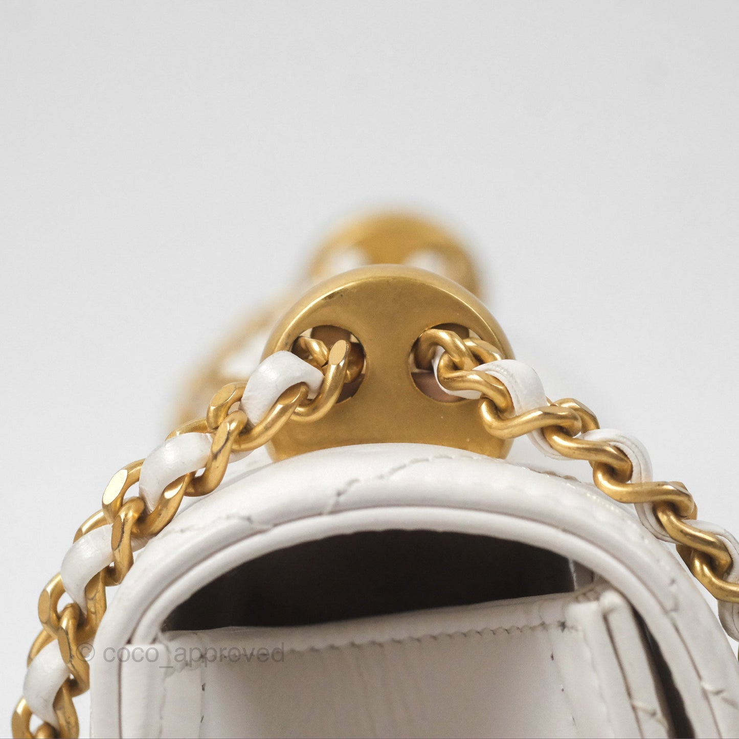 Chanel Quilted Mini Perfect Fit Adjustable White Calfskin Gold Hardware 24C