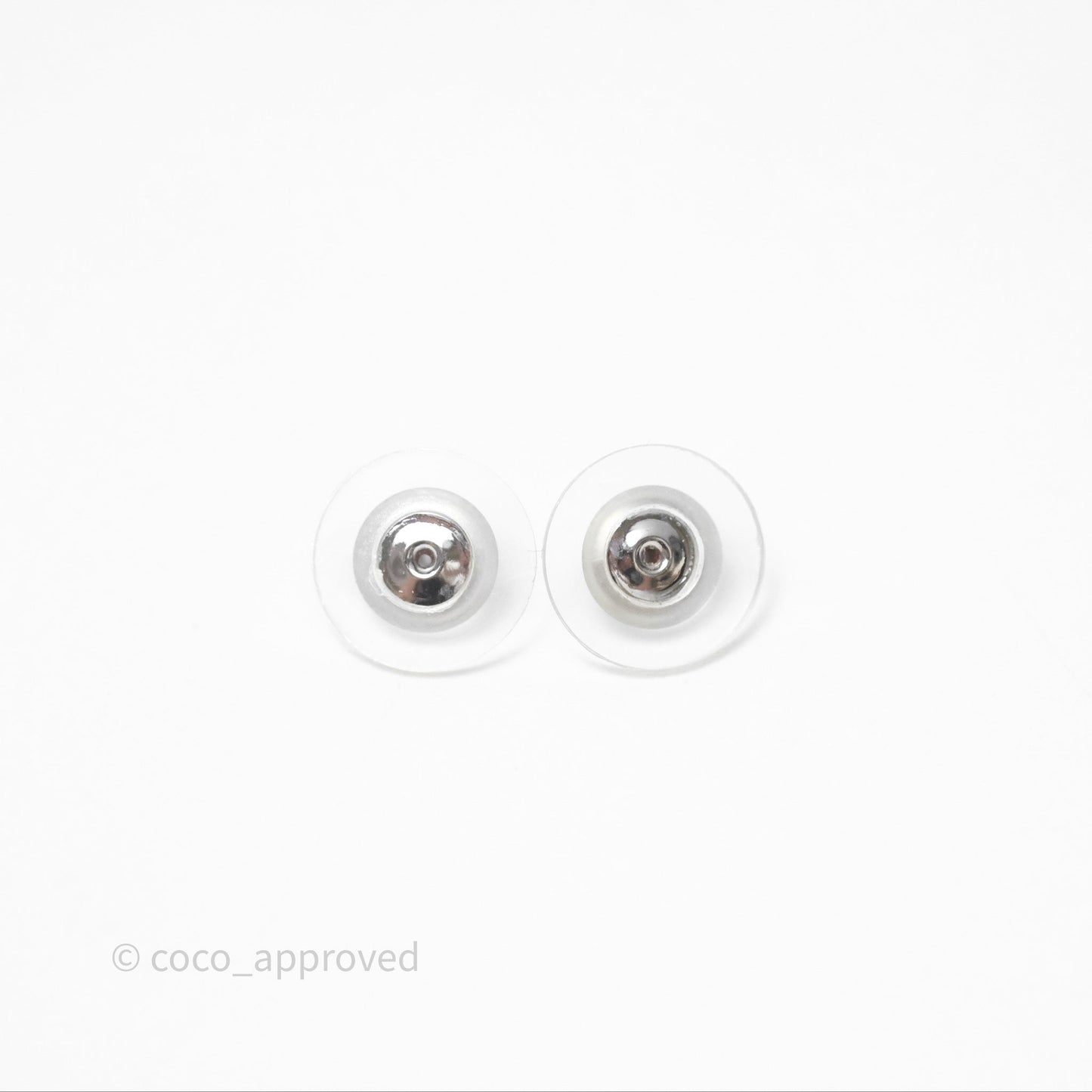 Chanel Crystal CC Drop Earrings Silver Tone 22V
