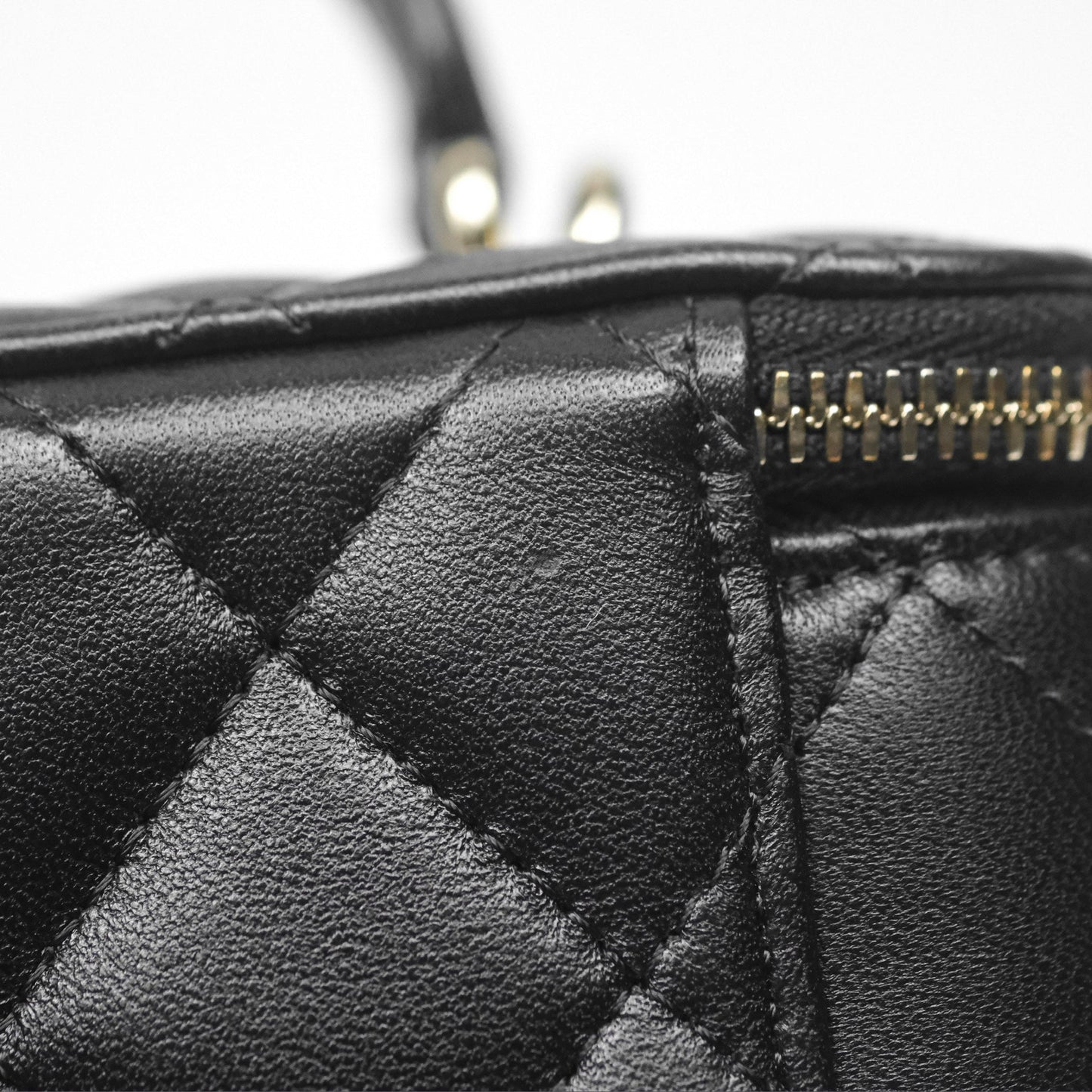 Chanel Vanity Rectangular Top Handle Black Lambskin Gold Hardware