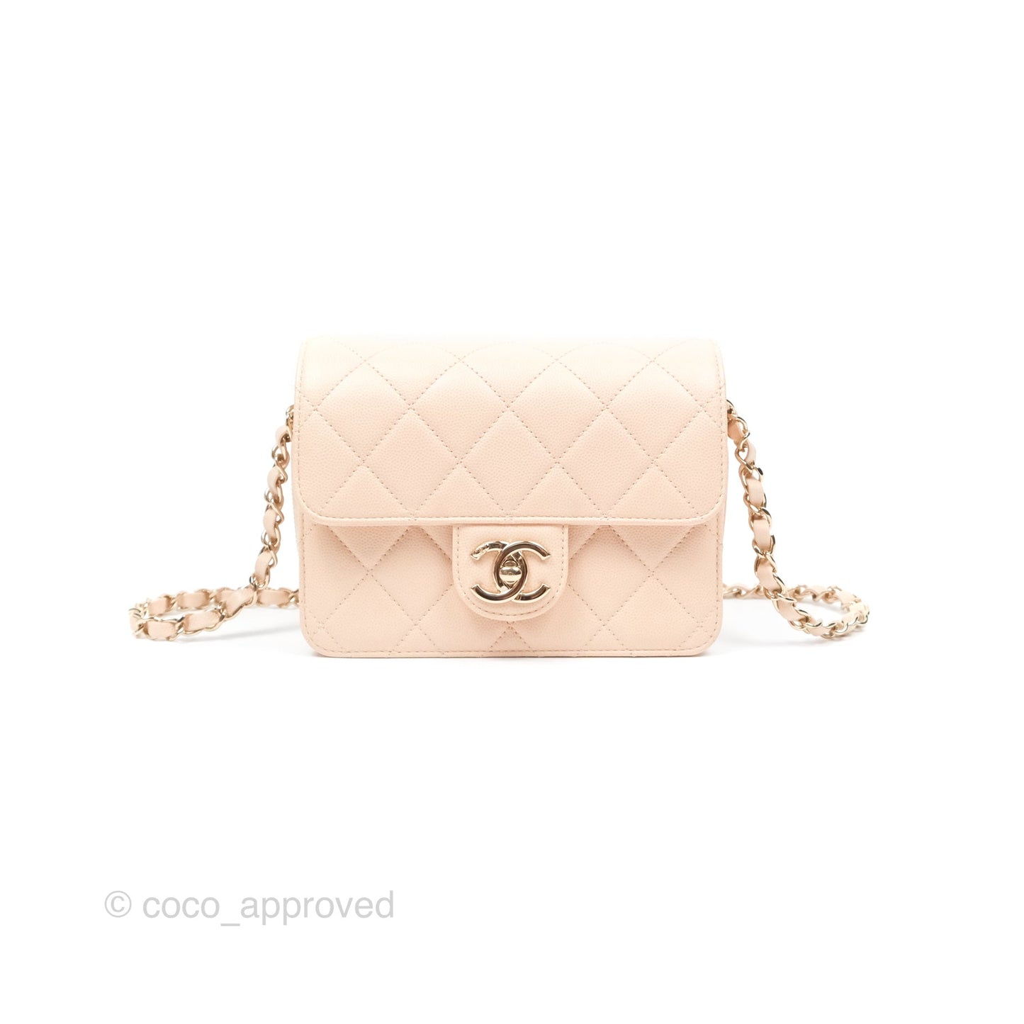 Chanel Quilted Small Like The Wallet Flap Light Beige Pink Caviar Light Gold Hardware 22C