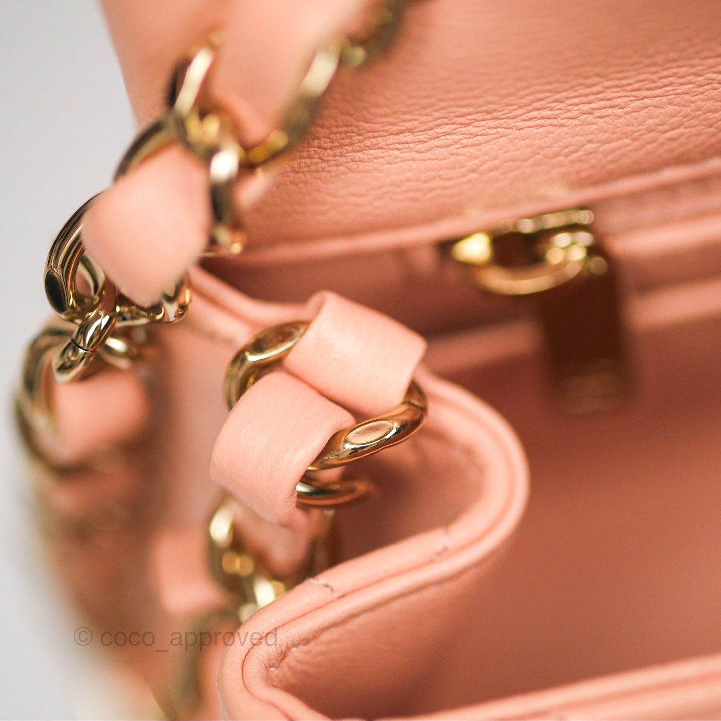 Chanel Quilted Mini Square Lambskin Light Beige Pink Gold Hardware