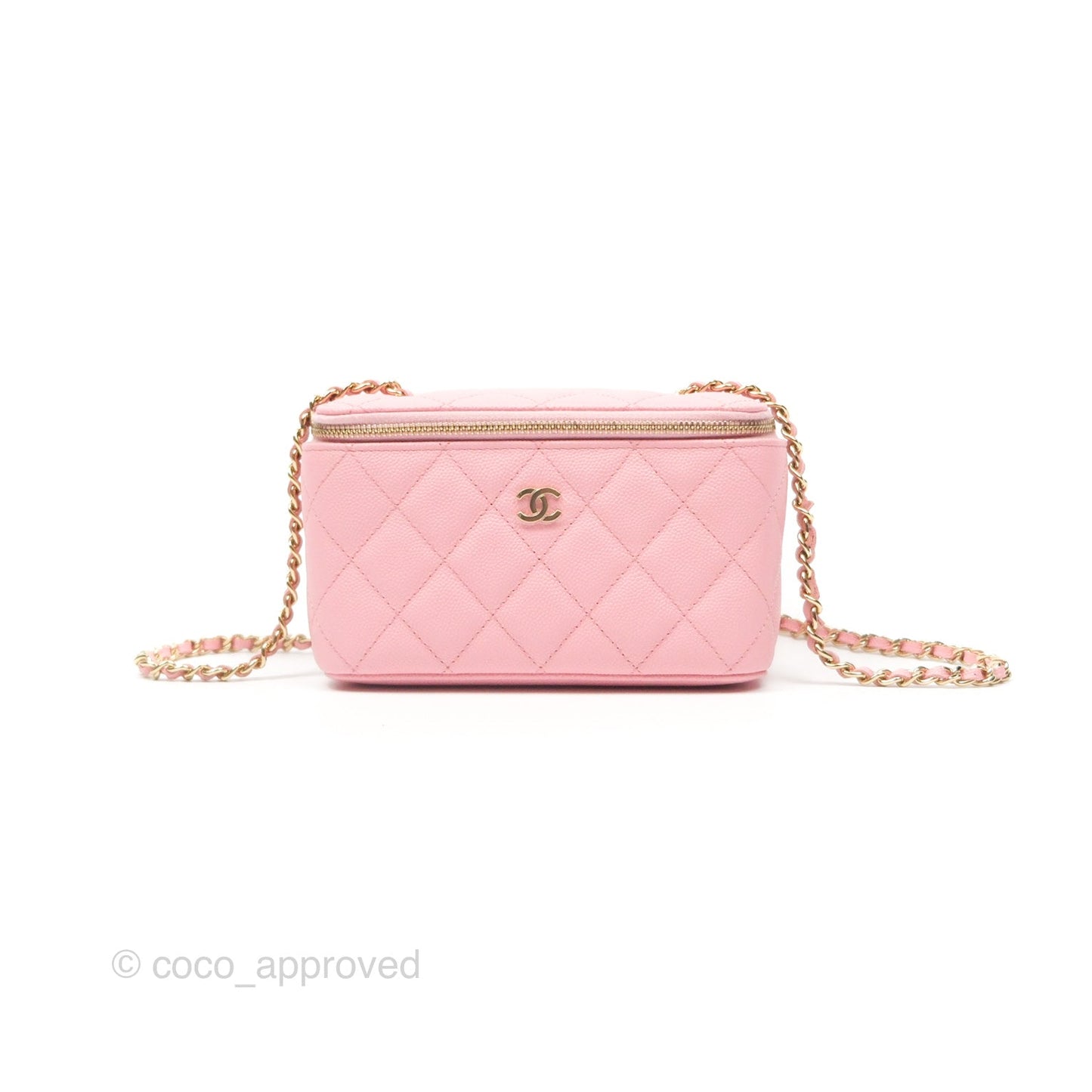 Chanel Classic Vanity With Chain Pink Caviar Gold Hardware