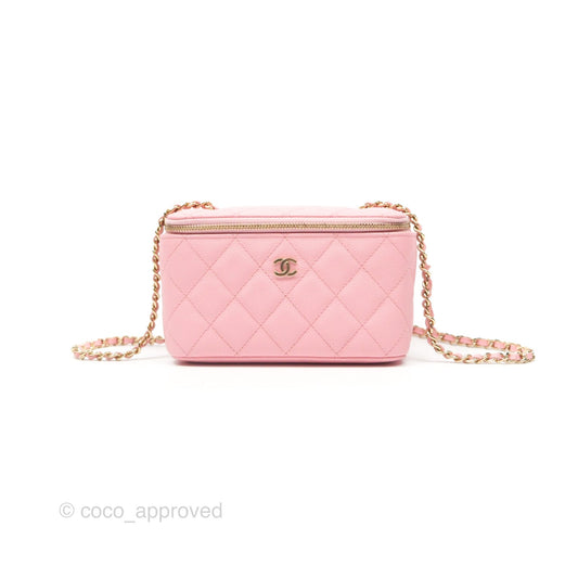 Chanel Classic Vanity With Chain Pink Caviar Gold Hardware