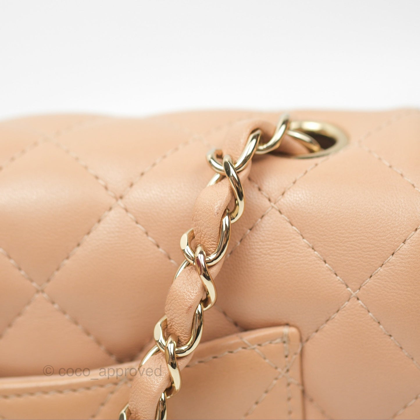 Chanel Quilted Mini Rectangular Beige Lambskin Gold Hardware