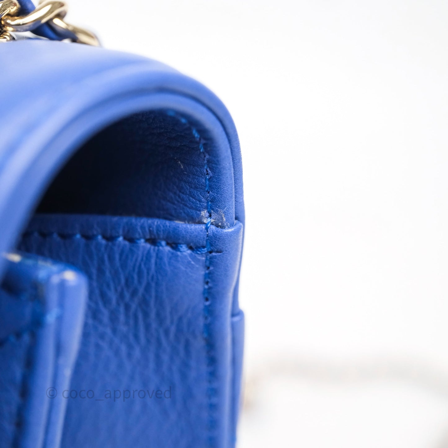 Chanel Chevron Square Envelope Flap Bag Royal Blue Calfskin Gold Hardware 19C