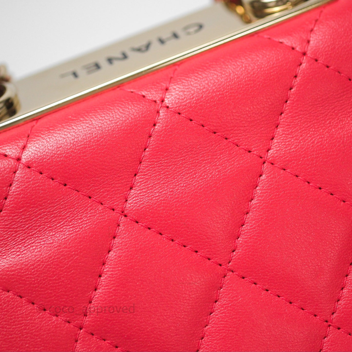 Chanel Mini Quilted Trendy CC Clutch With Chain Red Lambskin Gold Hardware