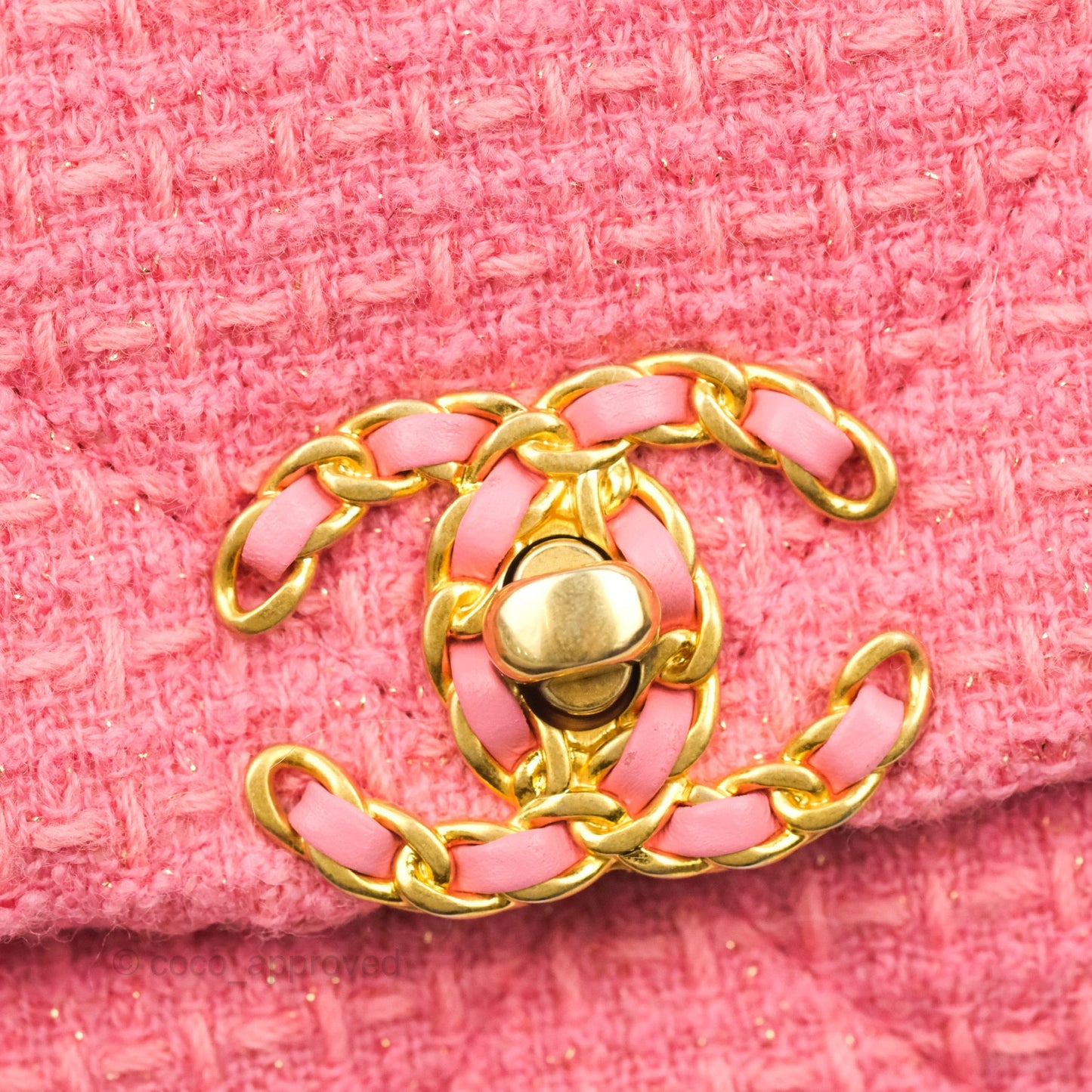 Chanel 19 Small Tweed Pink Glitter Mixed Hardware