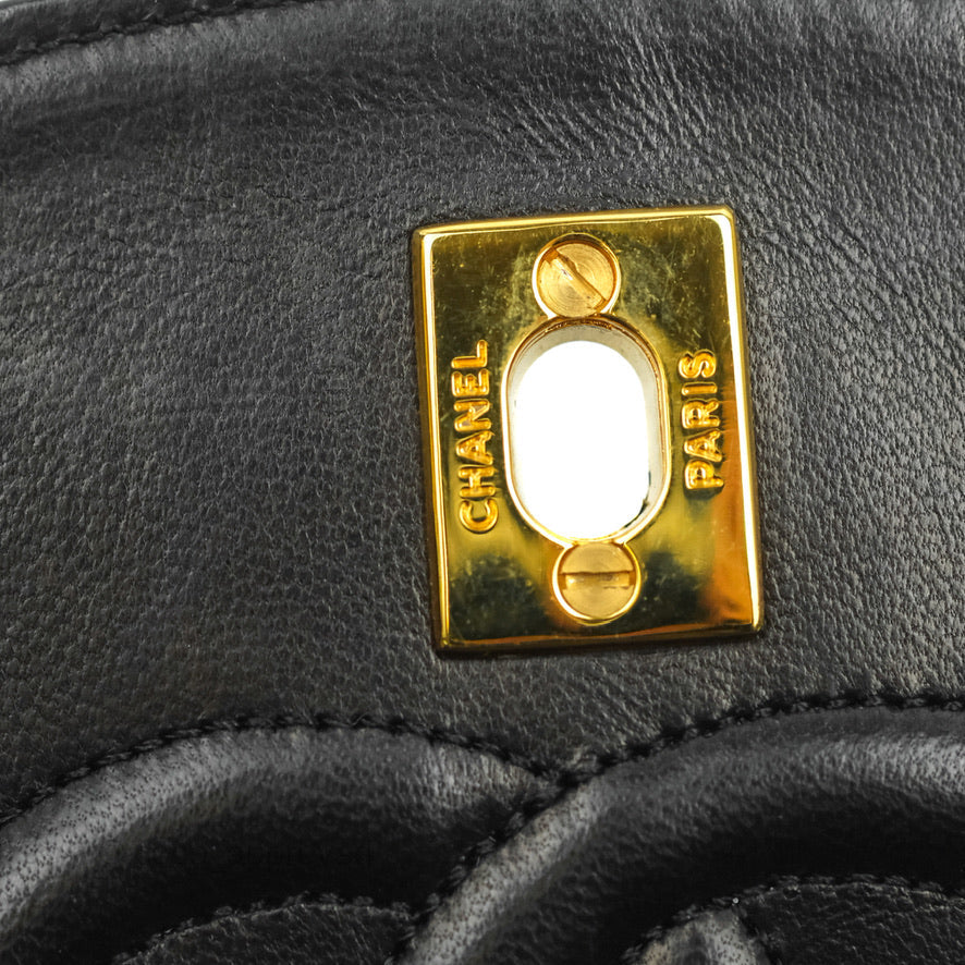 Chanel Vintage Round Flap Bag Quilted Lambskin Gold Hardware