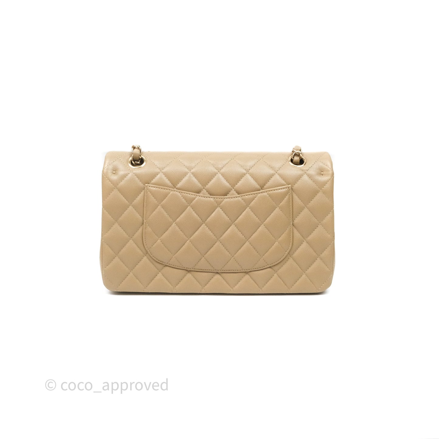 Chanel Classic M/L Medium Flap Quilted Dark Beige Caviar Gold Hardware