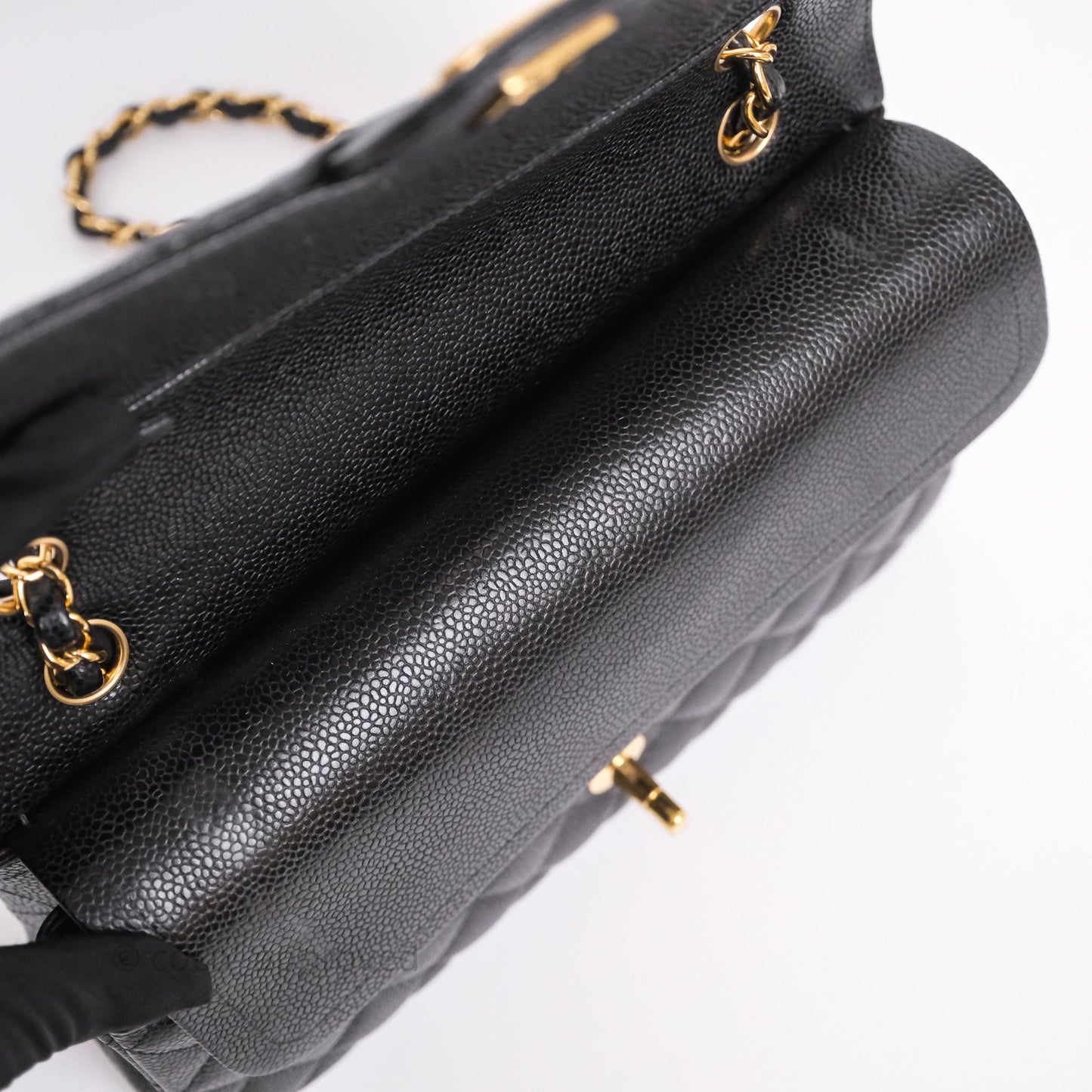 Chanel Classic M/L Medium Flap Quilted Black Caviar Gold Hardware