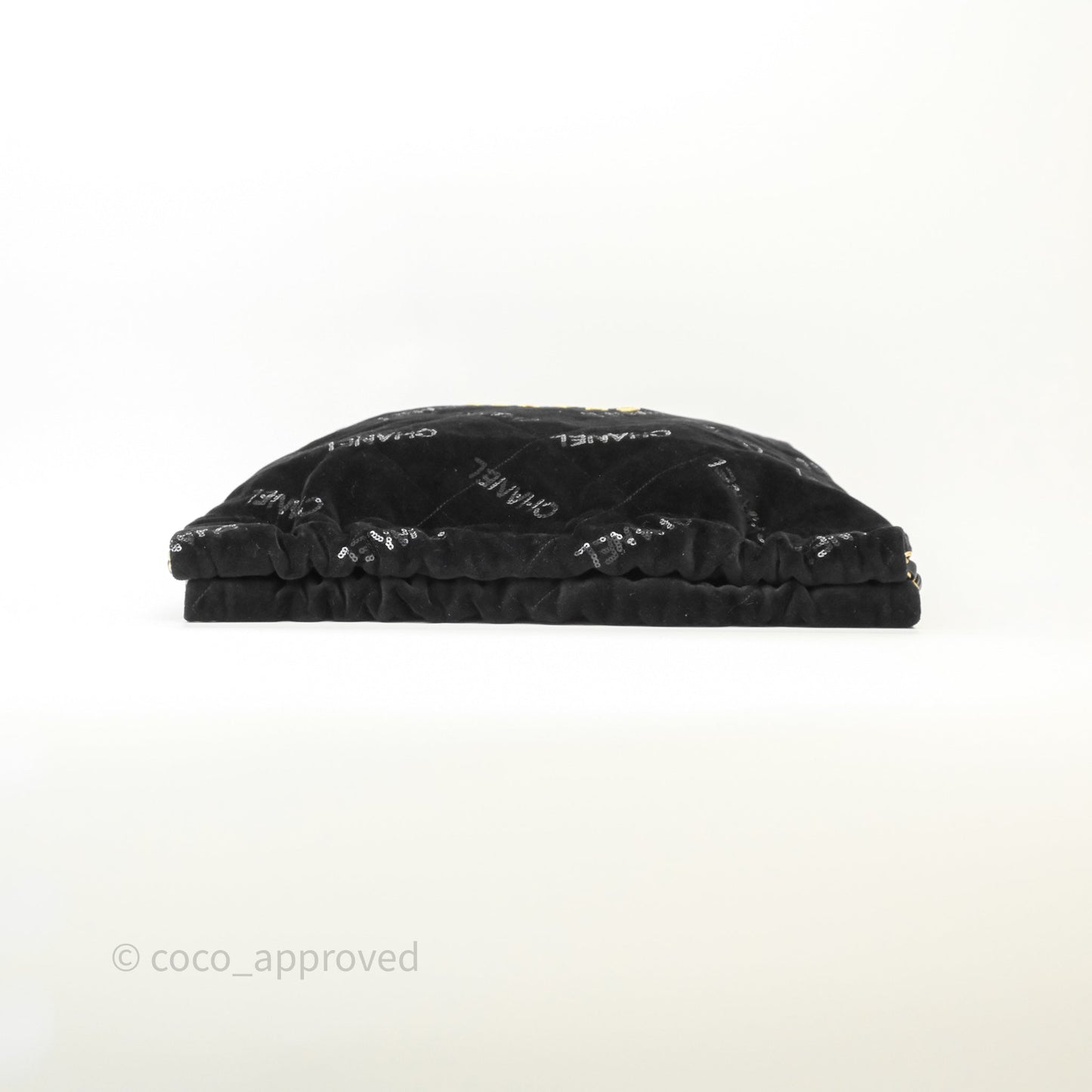 Chanel 22 Medium Sequins Logo Black Velvet