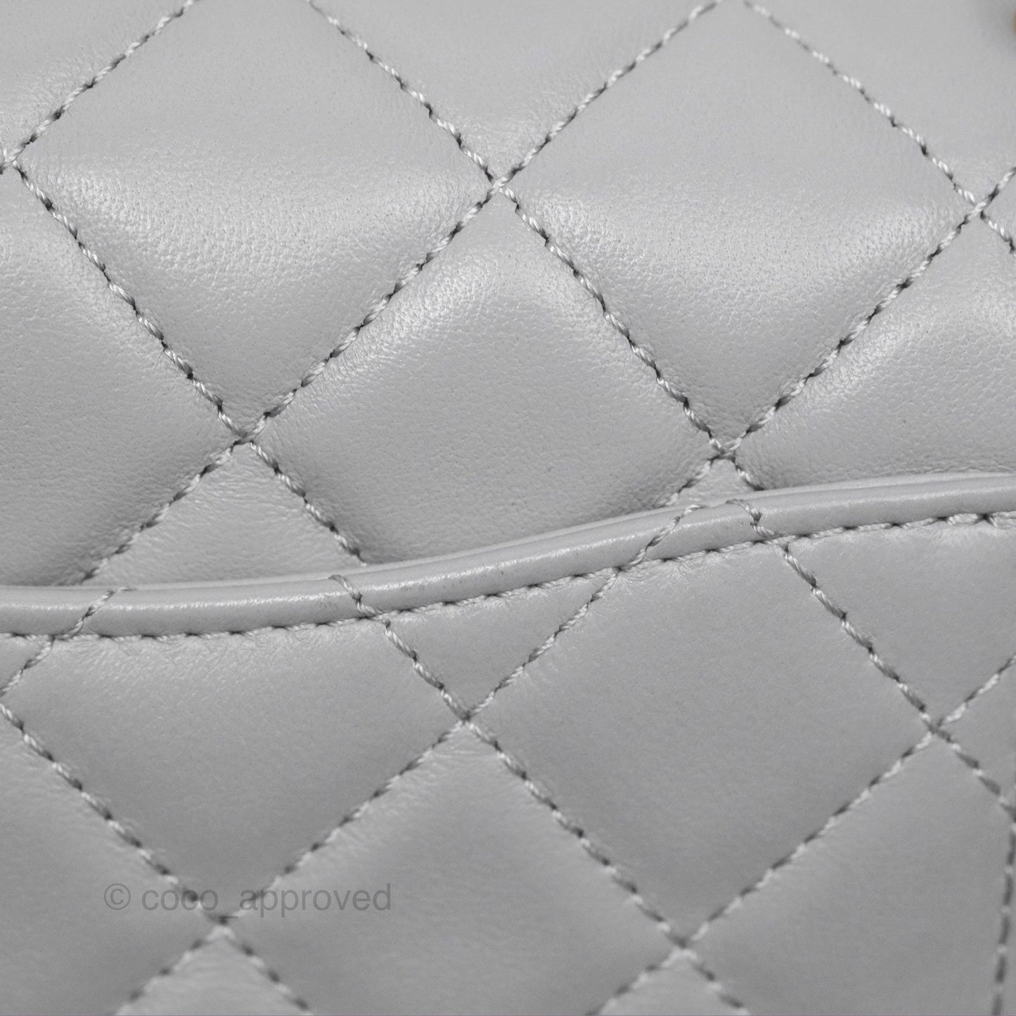Chanel Mini Rectangular Pearl Crush Grey Lambskin Aged Gold Hardware