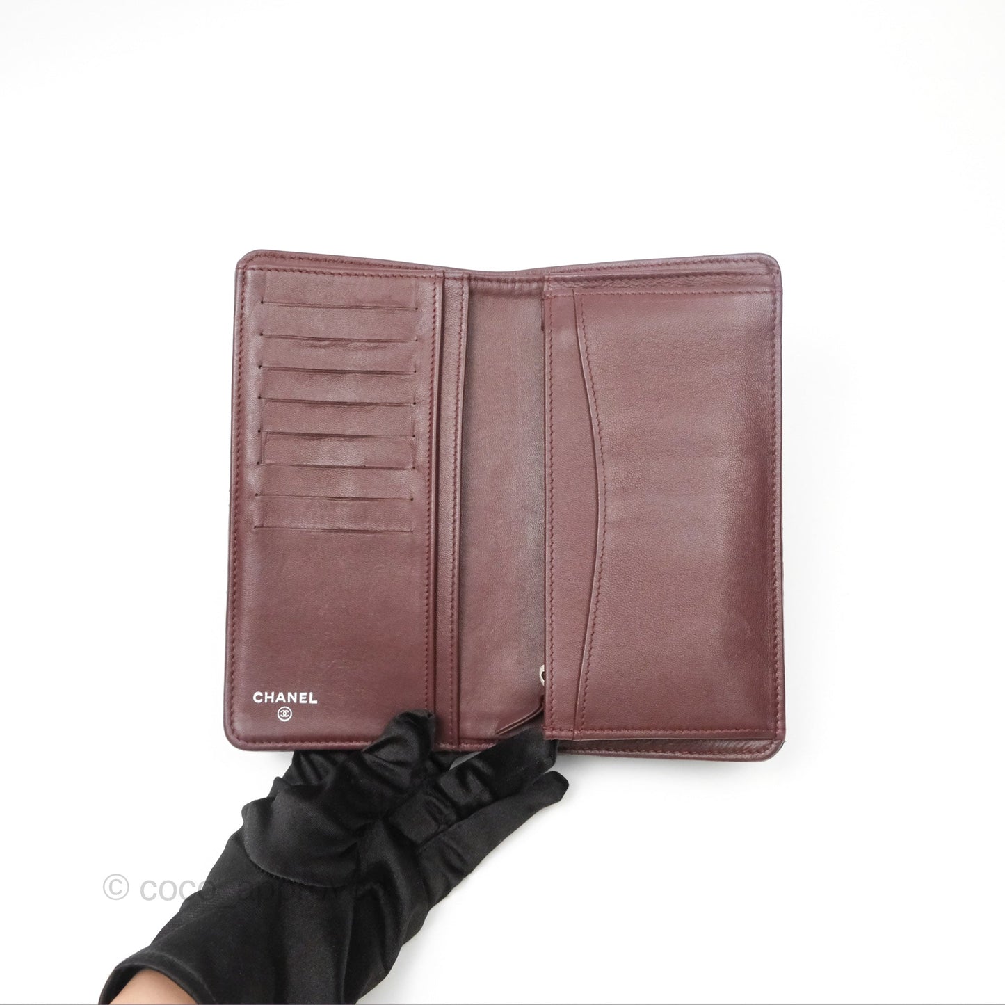Chanel Classic Quilted Long Wallet Black Lambskin Silver Hardware