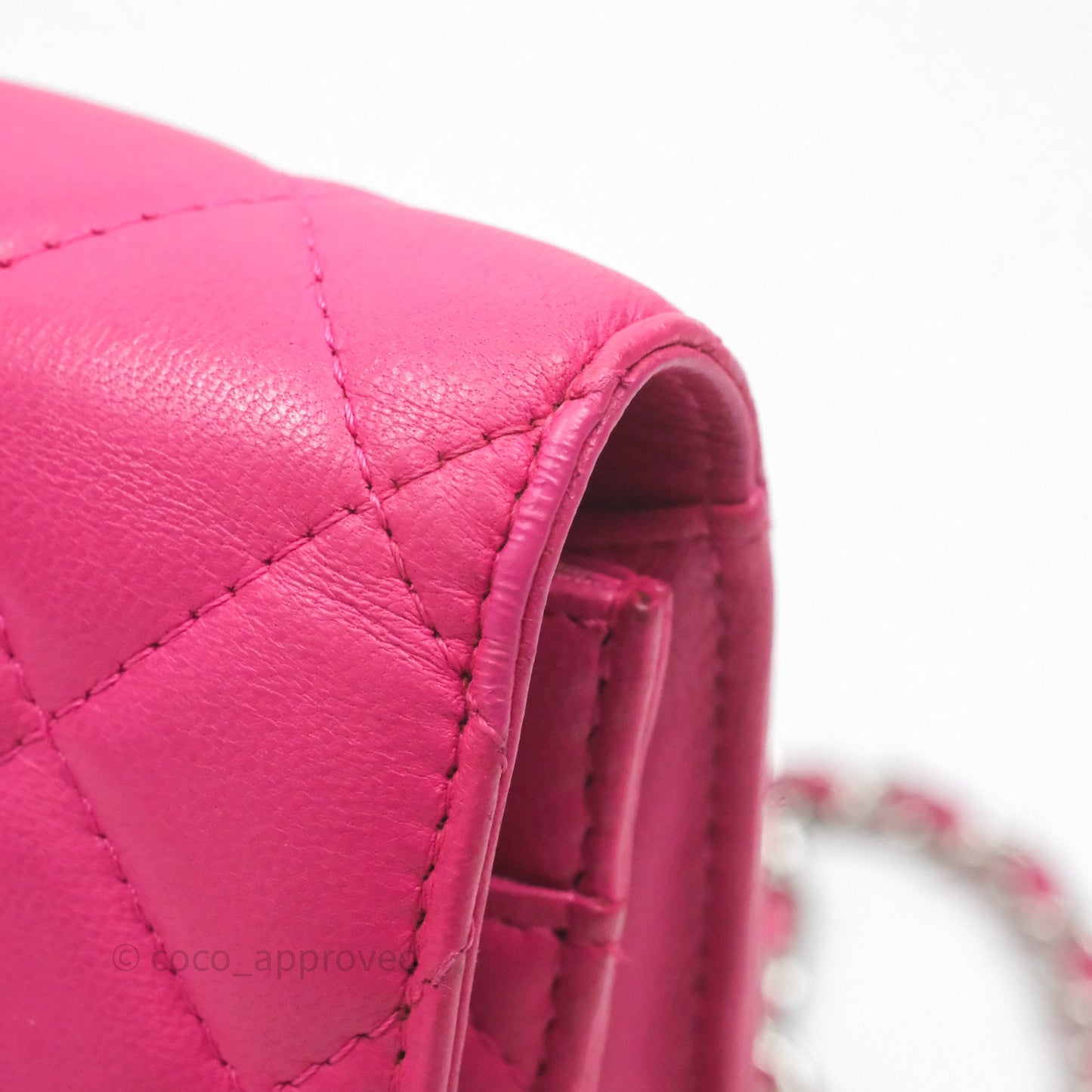 Chanel Quilted Wallet on Chain WOC Pink Lambskin Silver Hardware