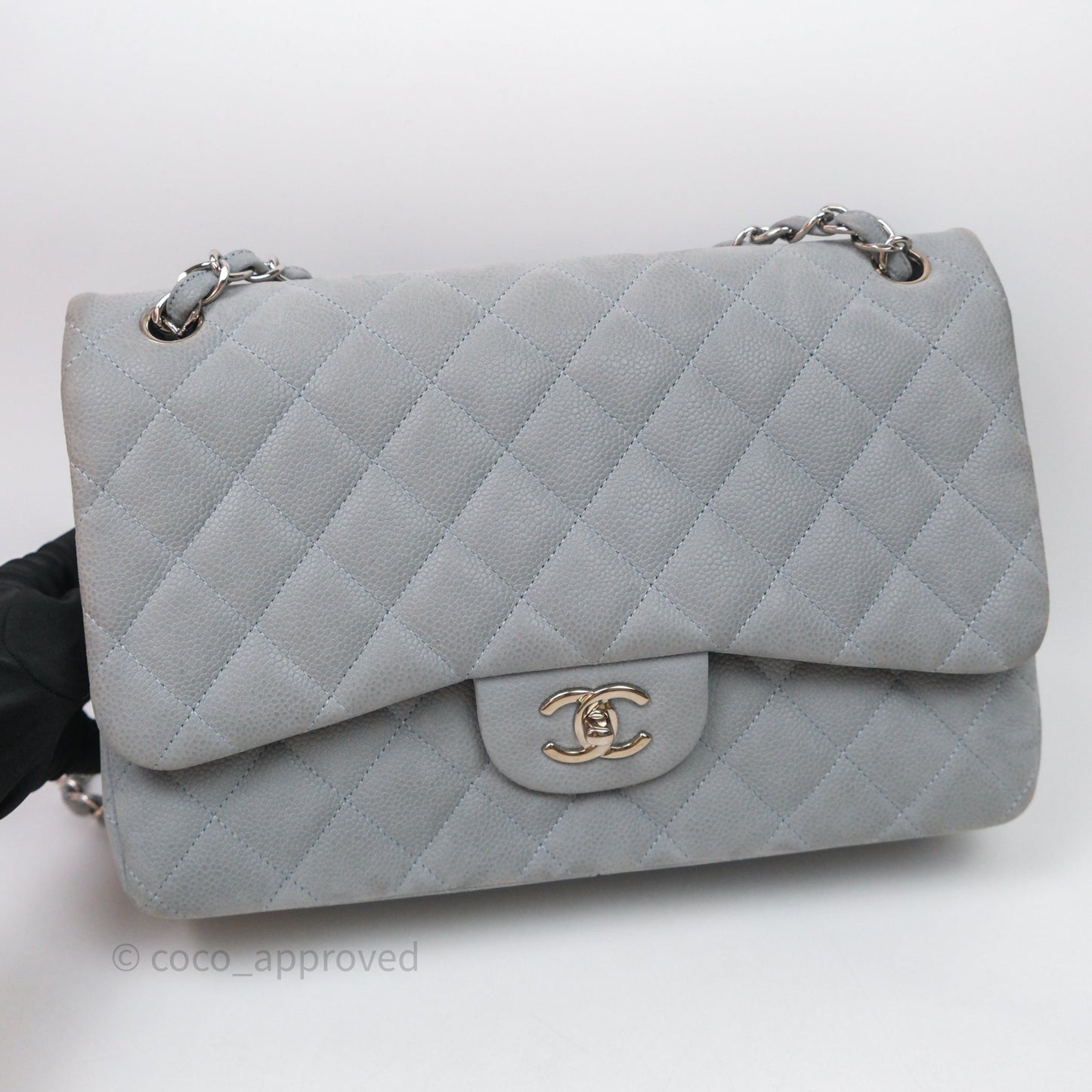 Chanel Jumbo Double Flap Grey Caviar Gold Hardware⁣⁣