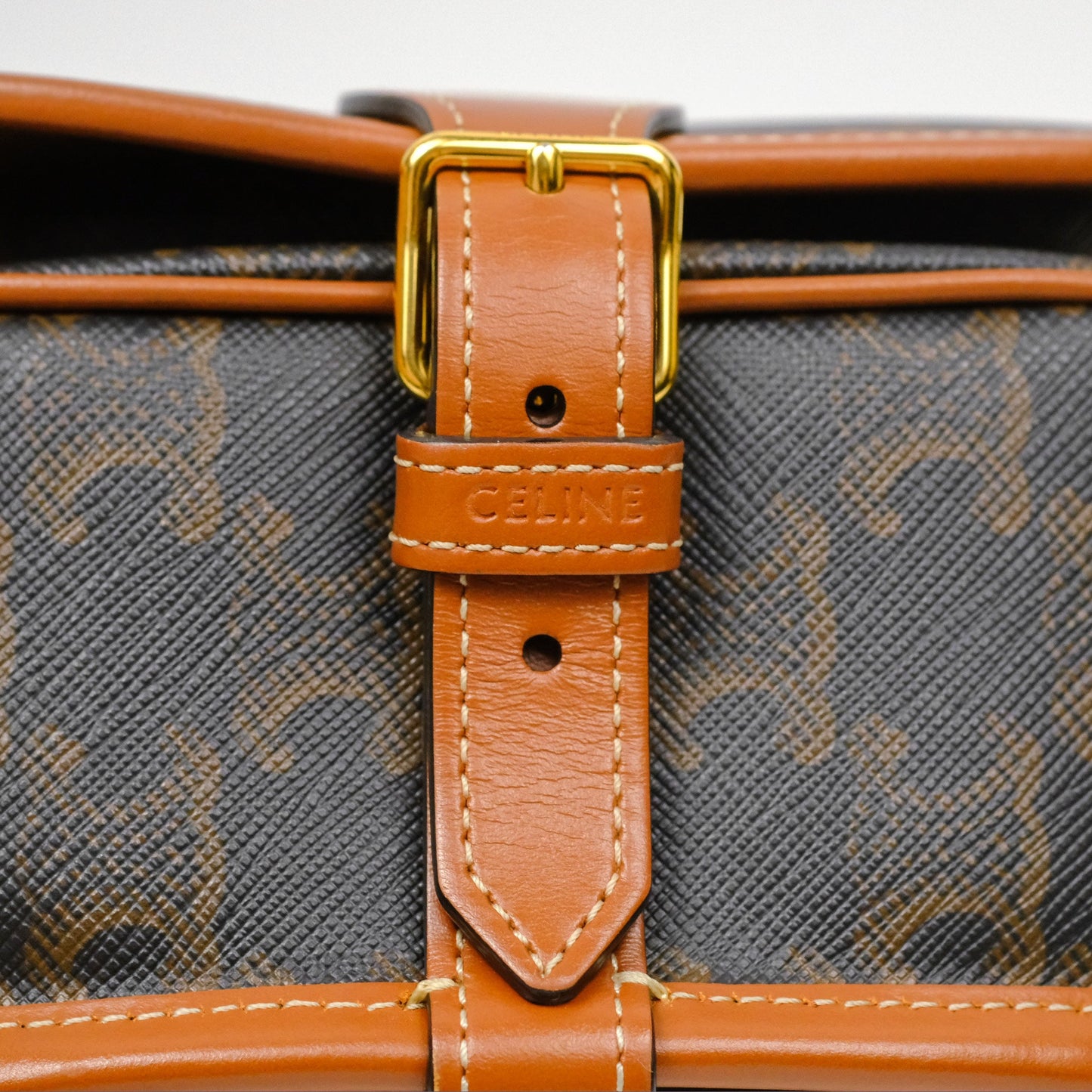 Celine Medium Folco Bag Triomphe Canvas Tan
