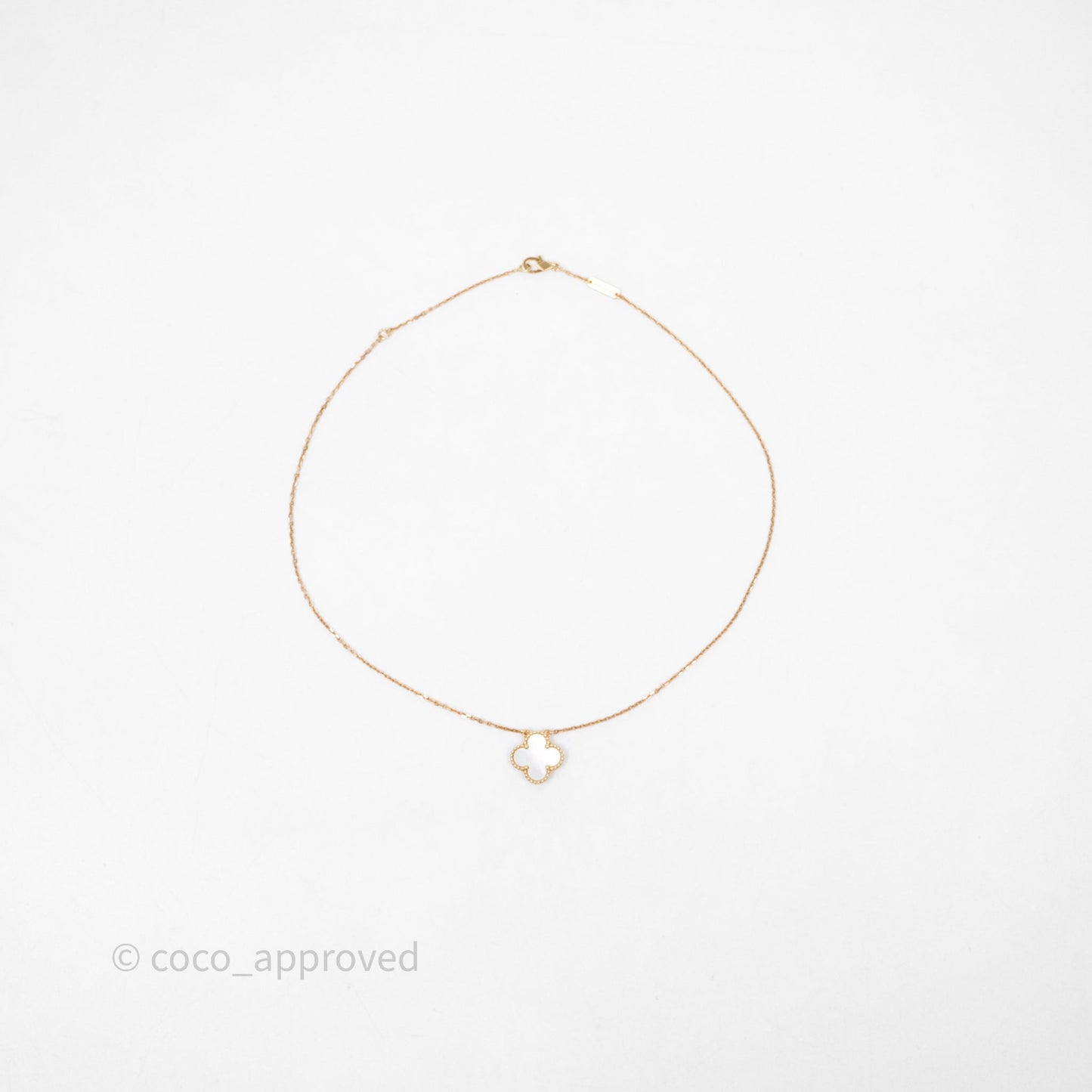 Van Cleef & Arpels Vintage Alhambra Pendant Necklace White Mother-of-pearl Yellow Gold