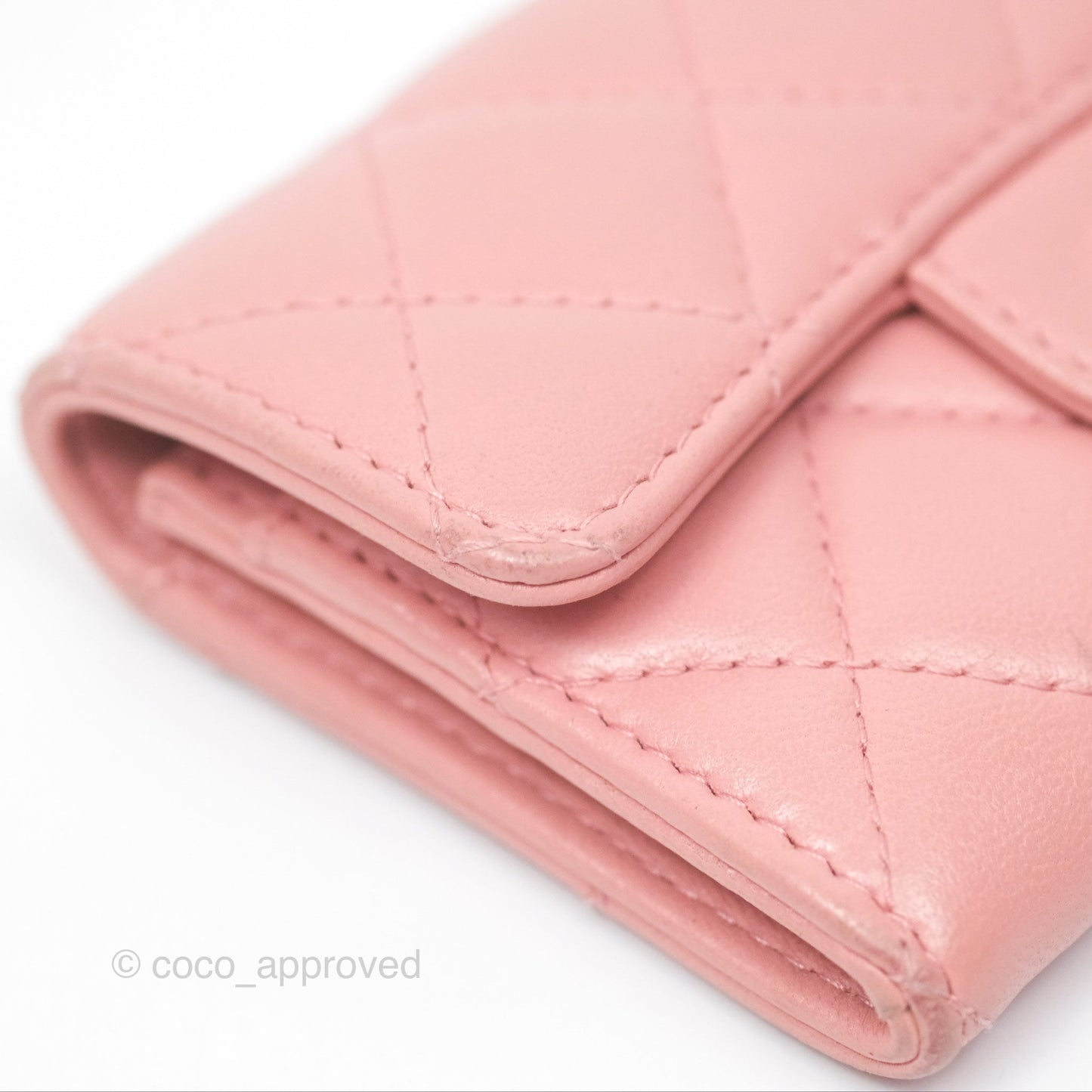 Chanel Classic Flap Card Holder Quilted Pink Lambskin Gold Hardware