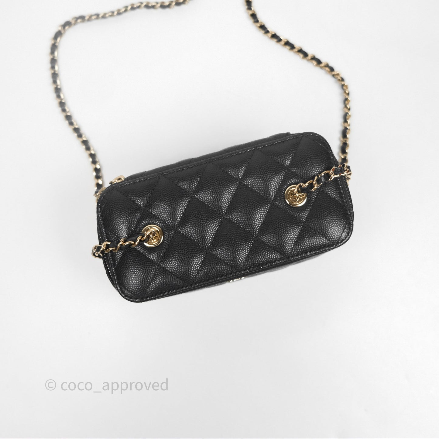 Chanel Vanity Rectangular With Chain Black Caviar Gold Hardware