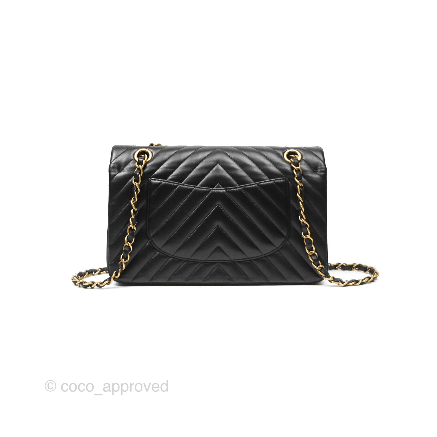 Chanel Classic M/L Medium Flap Chevron Black Lambskin Gold Hardware