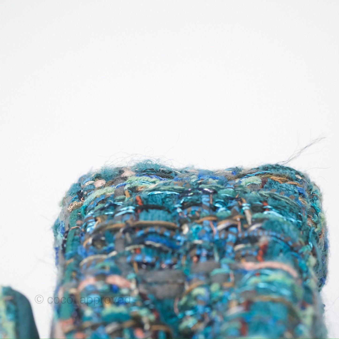 Chanel Mini Rectangular Flap Teal Tweed Gold Hardware