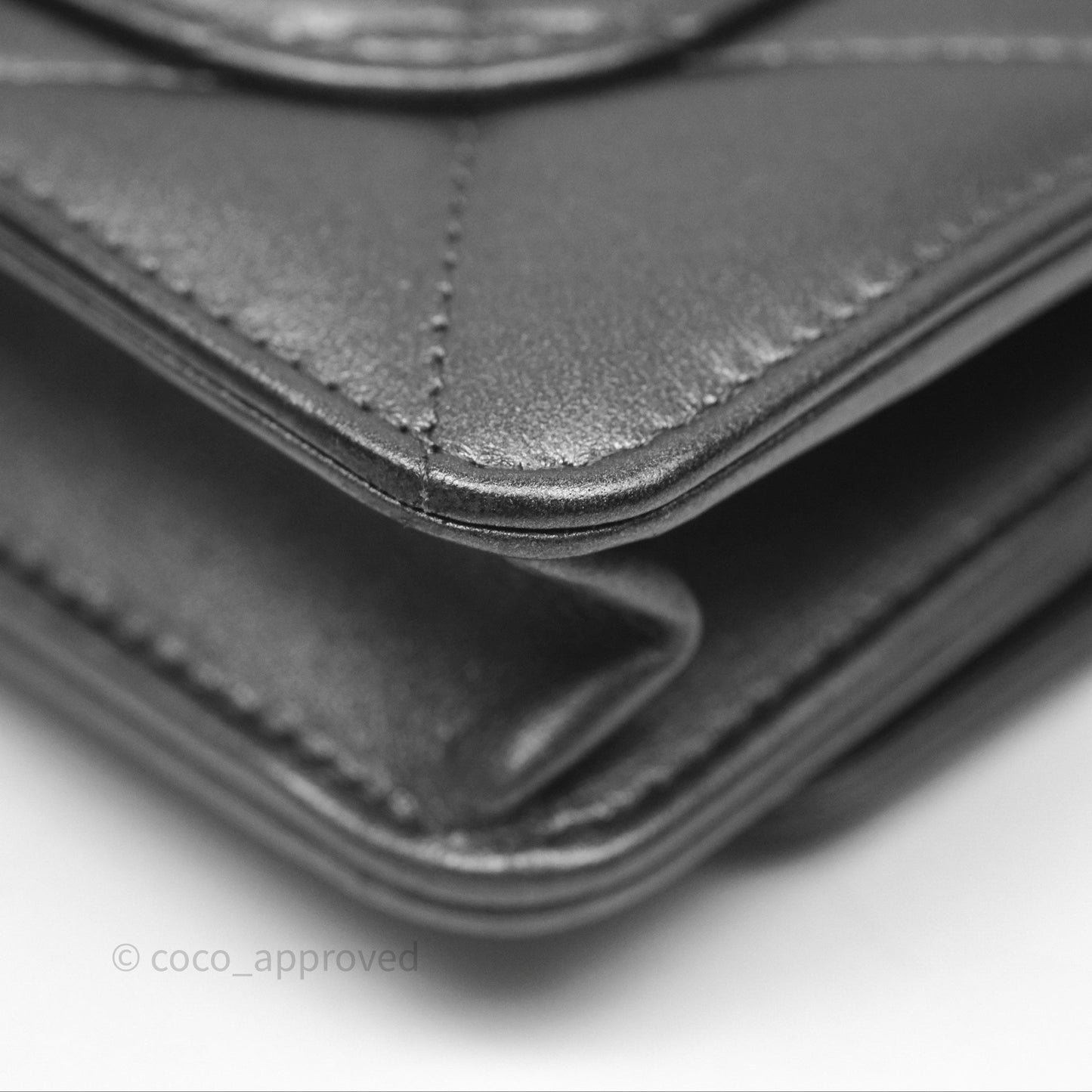 Chanel Wallet On Chain WOC Iridescent Dark Grey Lambskin Gold Hardware