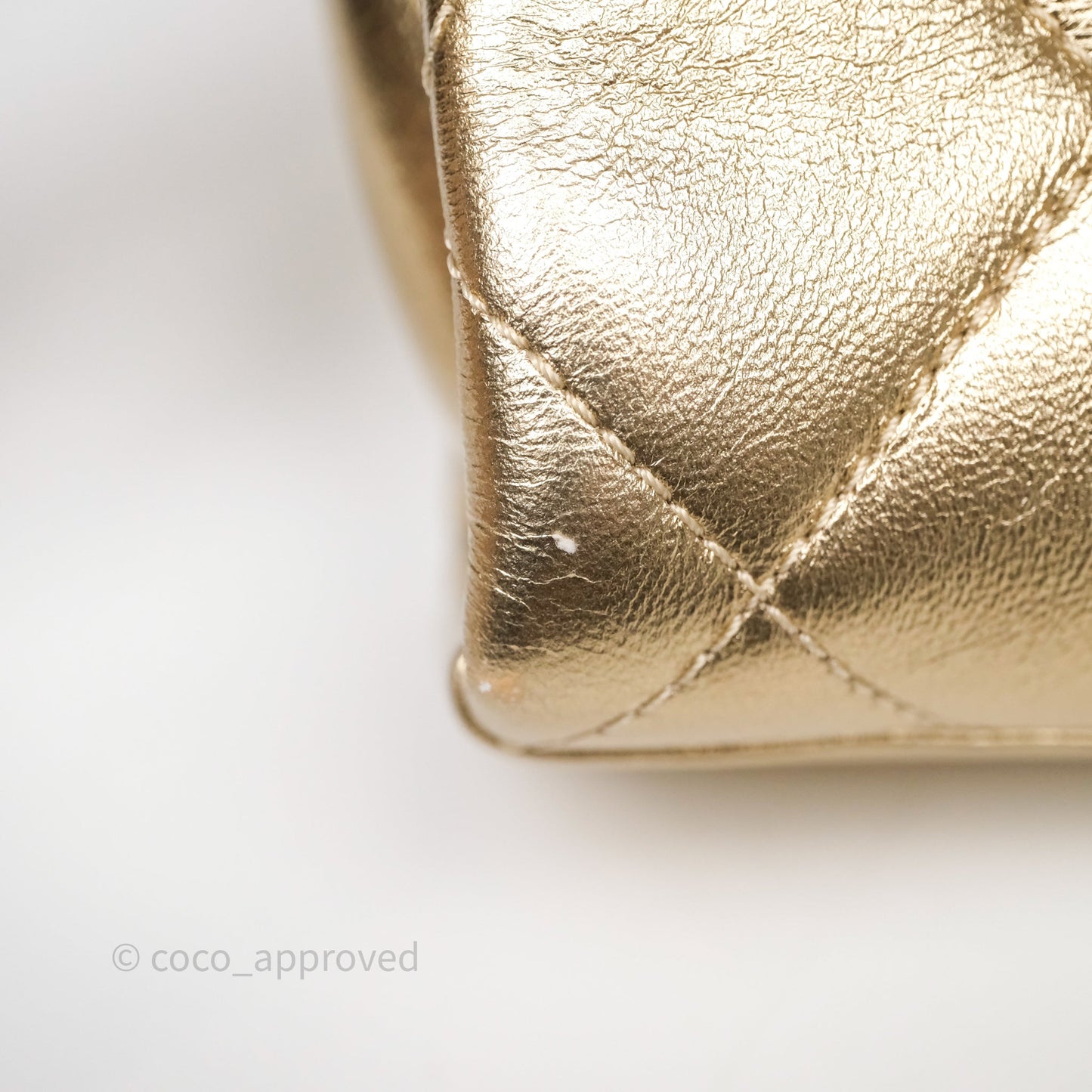 Chanel Mini Crystal Logo Handle Flap Bag Metallic Gold Lambskin 22S