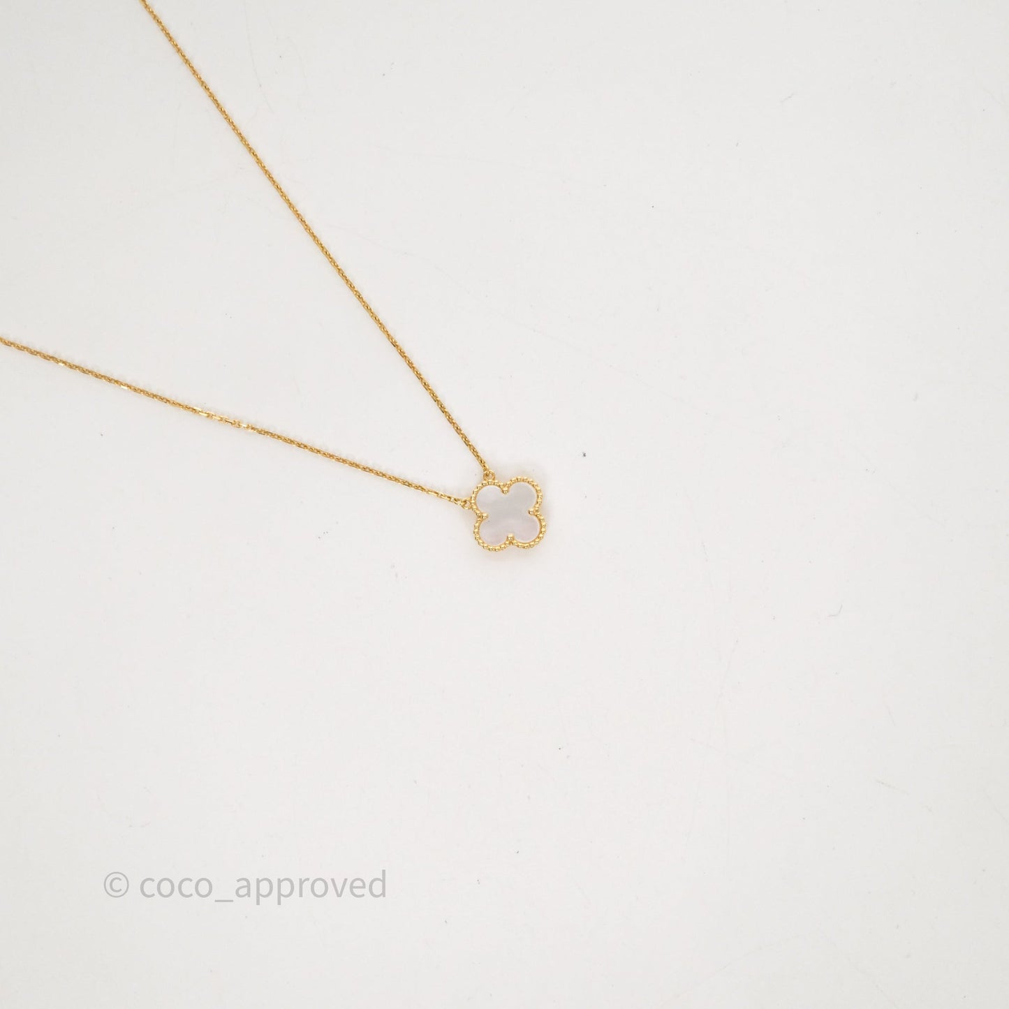Van Cleef & Arpels Vintage Alhambra Pendant Necklace White Mother-of-pearl Yellow Gold