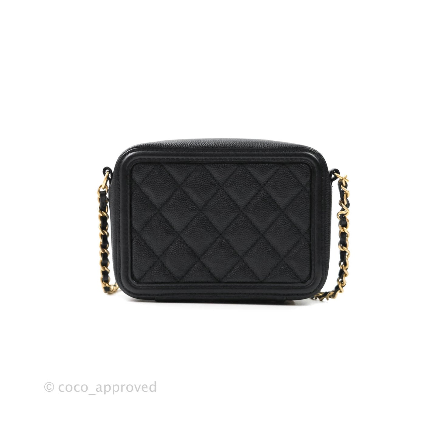 Chanel CC Filigree Vanity Clutch With Chain Caviar Black