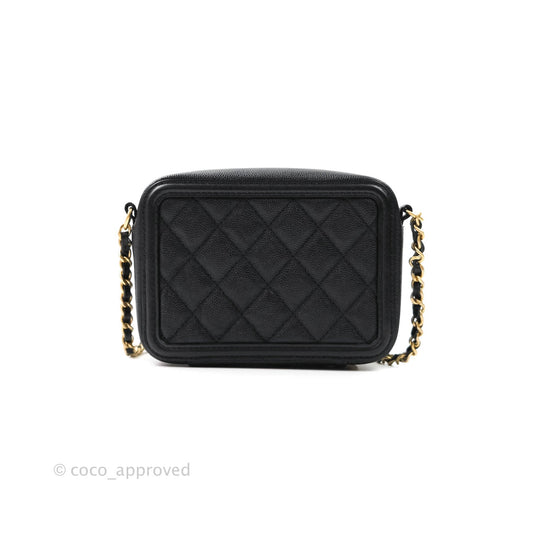 Chanel CC Filigree Vanity Clutch With Chain Caviar Black