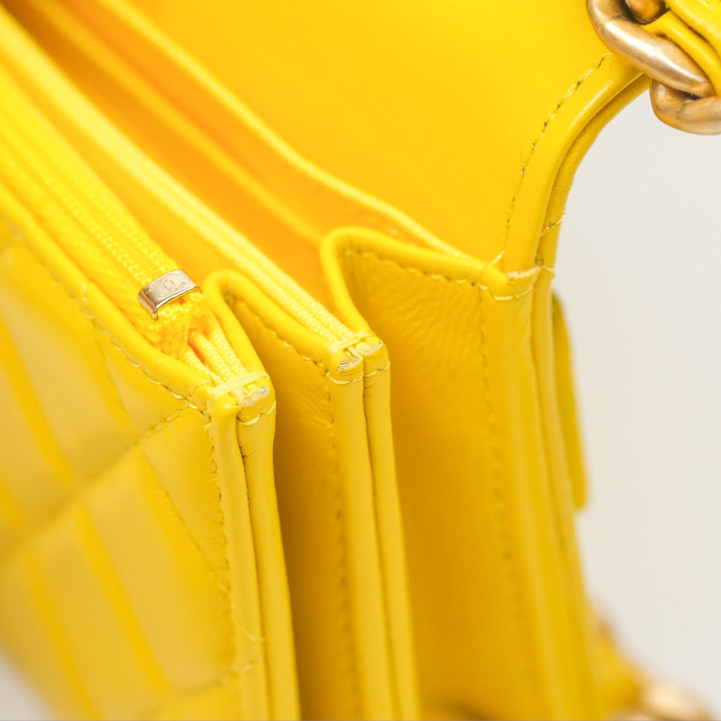 Chanel Lacquered Chain Mini WOC Yellow Lambskin