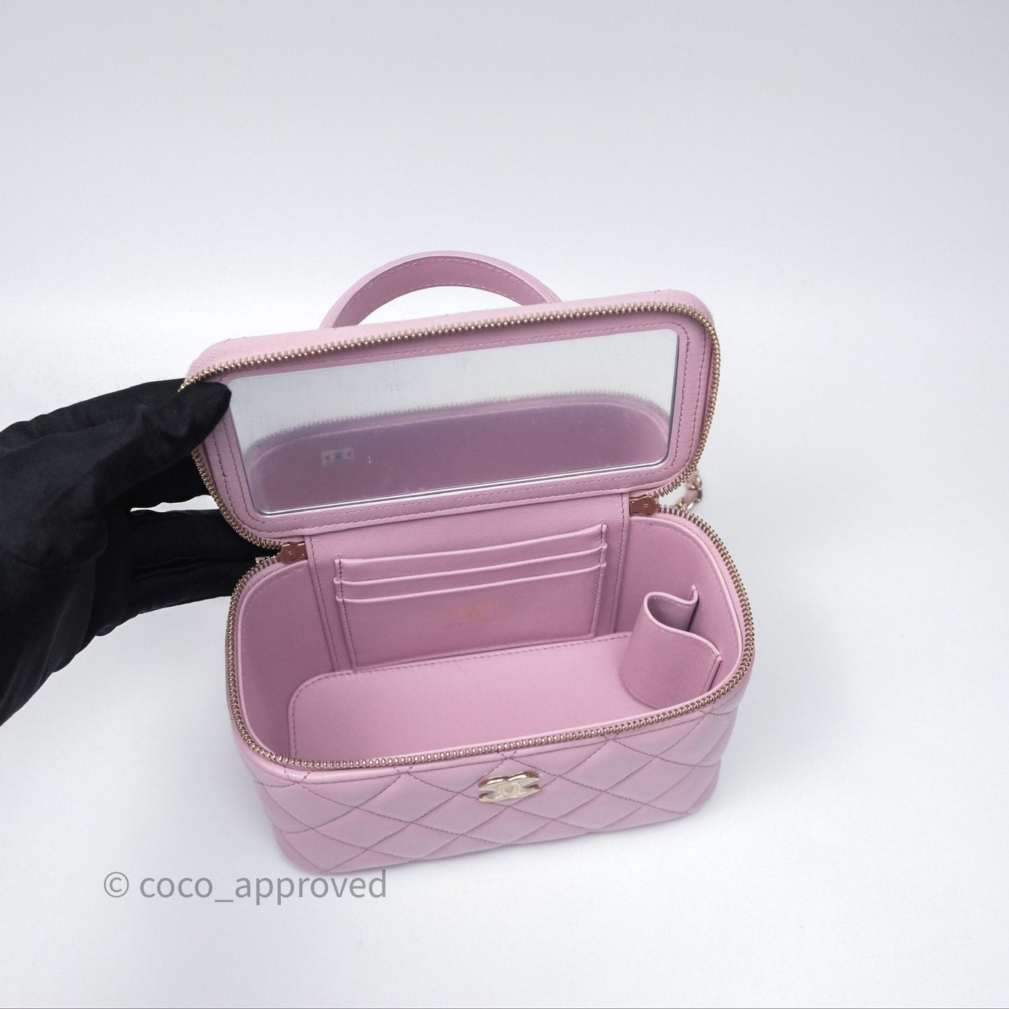 Chanel Vanity Rectangular Top Handle Lilac Lambskin Gold Hardware
