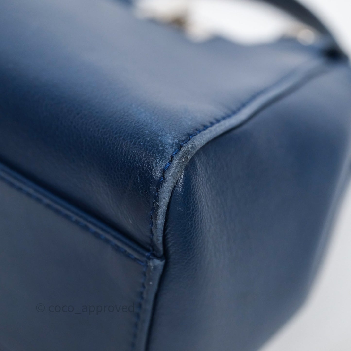 Fendi Nappa Mini Peekaboo Bag Blue Silver Hardware