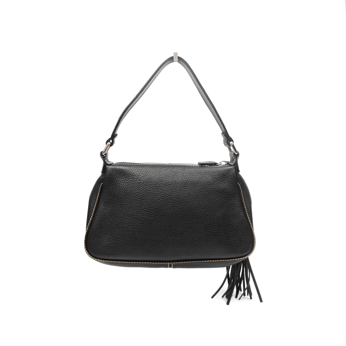 Chanel Vintage Fringe CC Shoulder Bag Black Calfskin