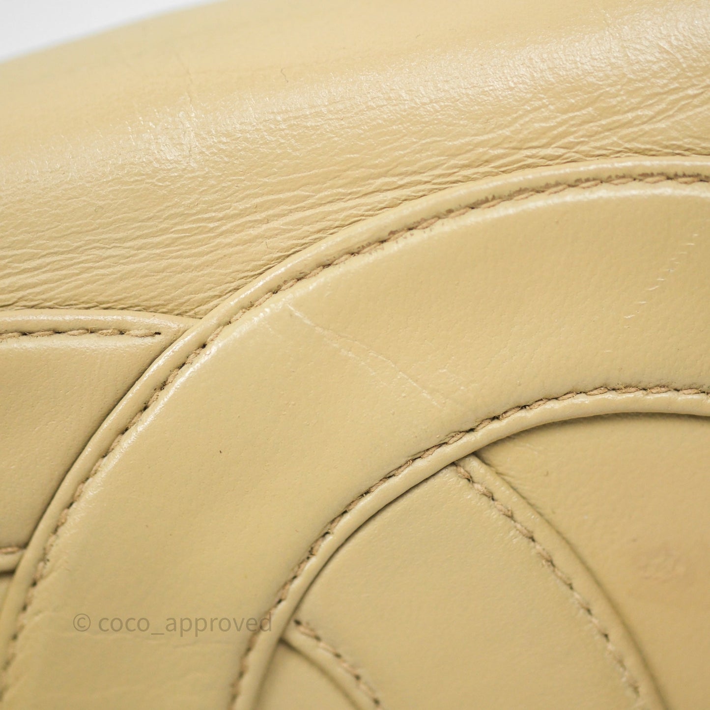 Chanel Vintage CC Flap Bag Beige Lambskin Gold Hardware