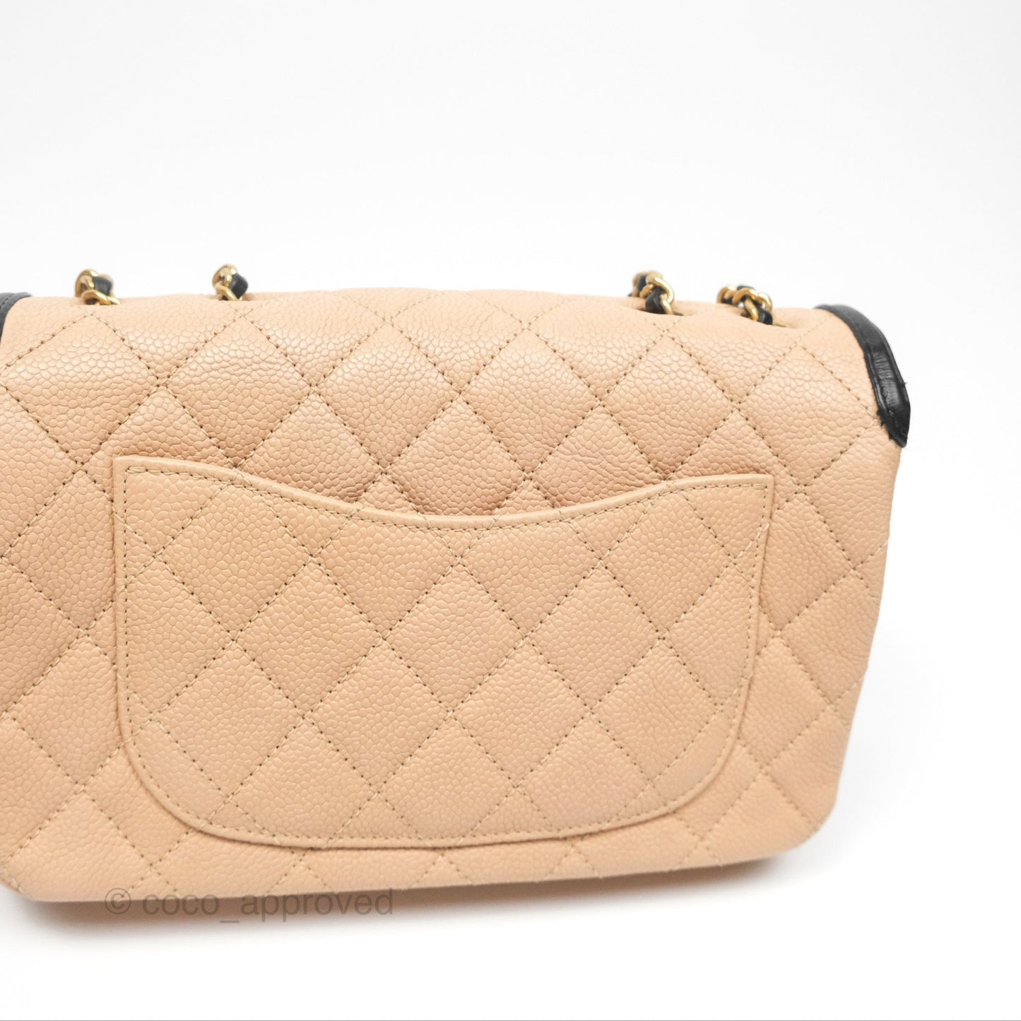 Chanel Small CC Filigree Flap Quilted Beige Black Caviar
