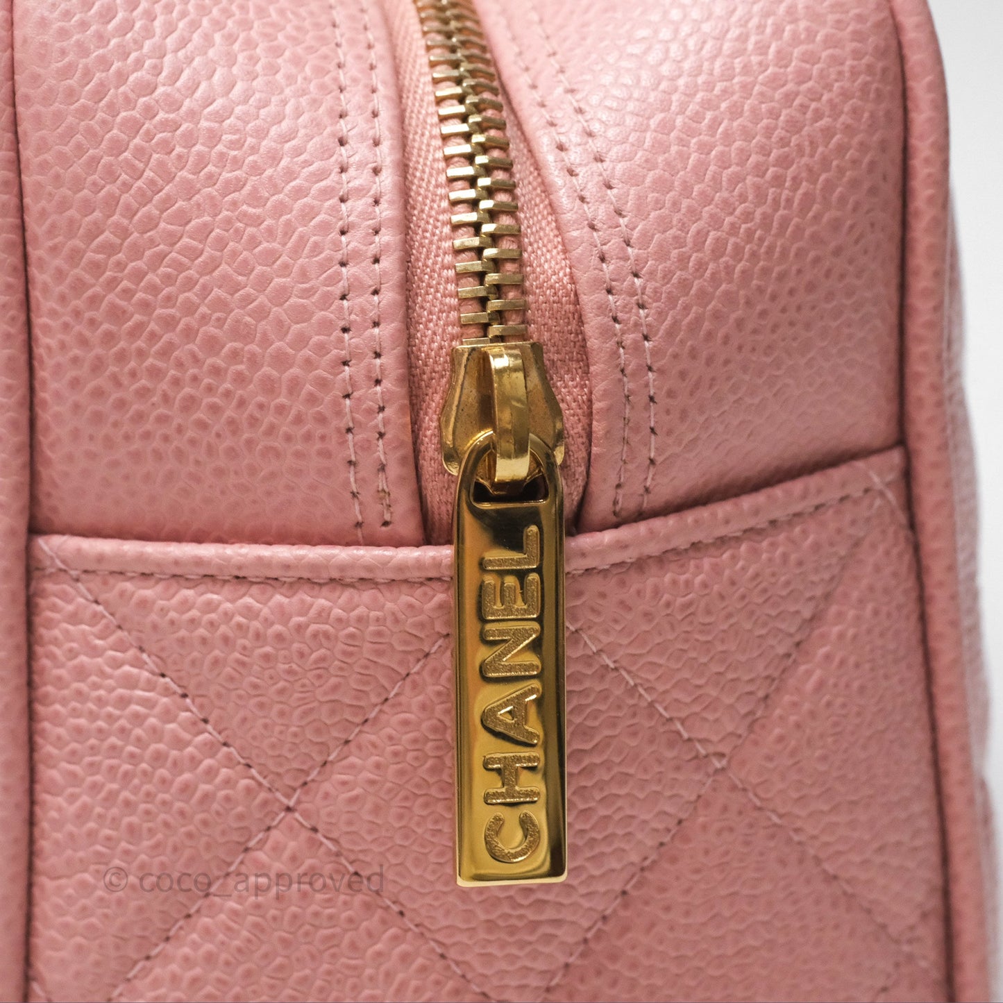 Chanel Vintage Mini CC Boston Bag Sakura Pink Caviar Gold Hardware