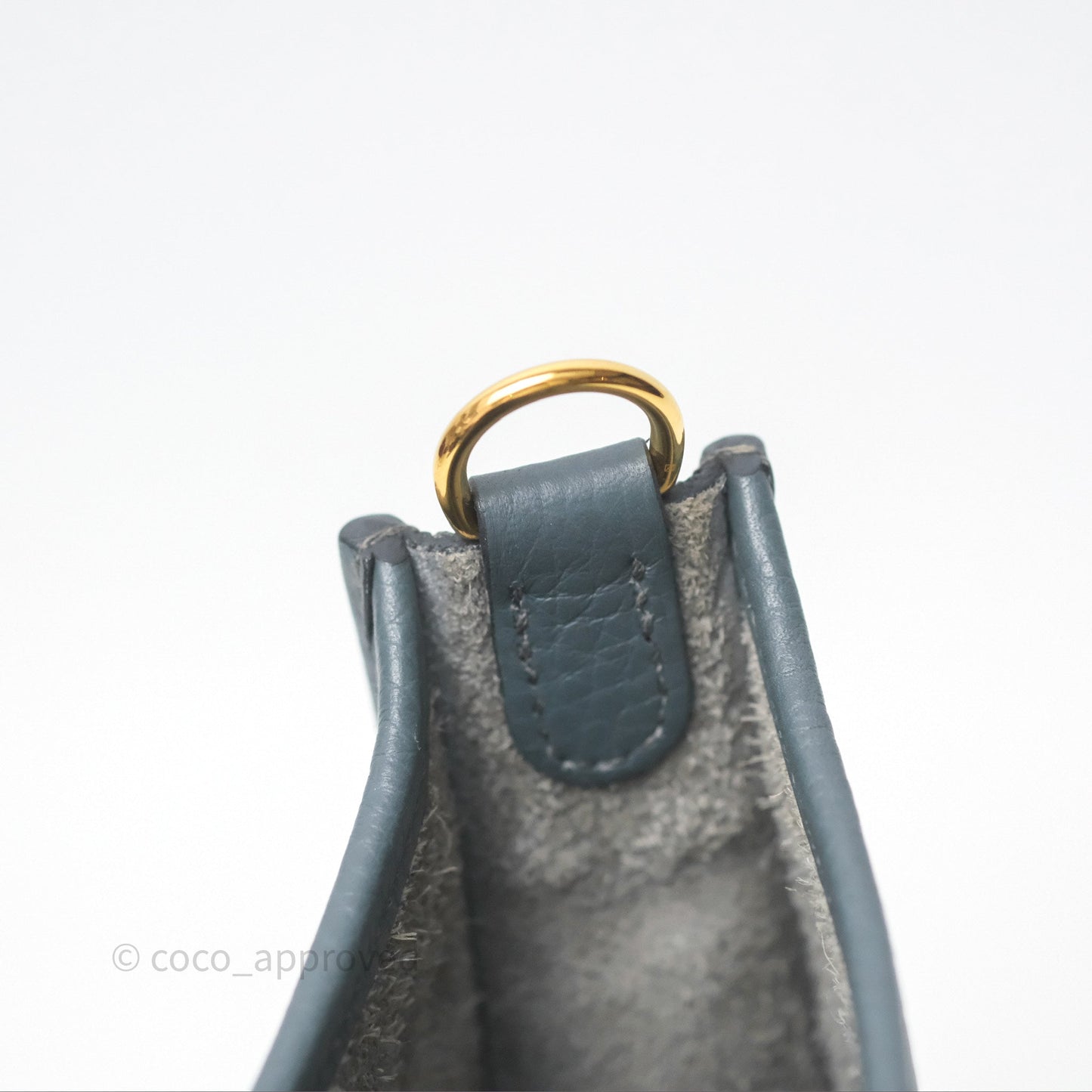 Hermès Mini Evelyne 16 Bleu Orage Y7 / Bleu Brume T0 Clemence Gold Hardware