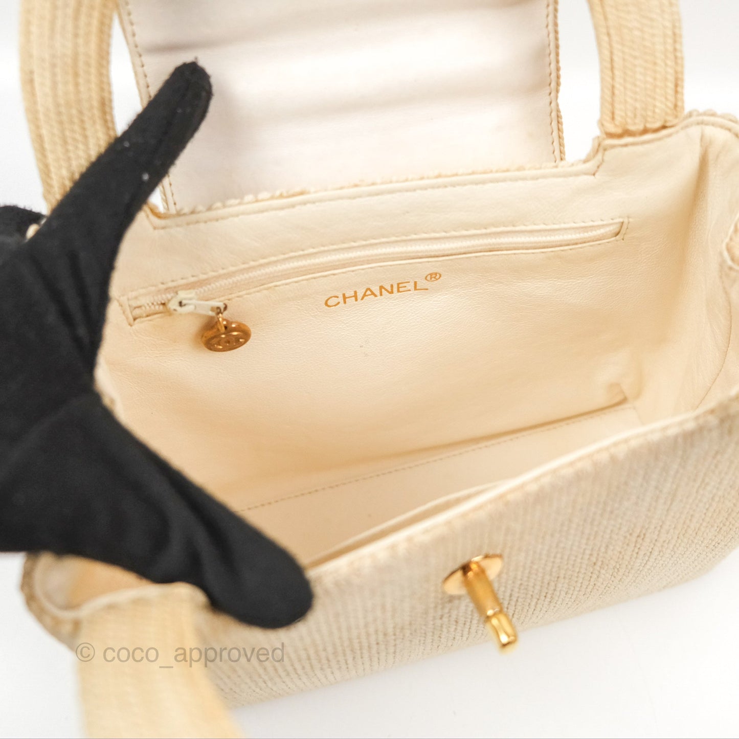 Chanel Vintage Mini Kelly Silk Rope Braided Cream Beige 24K Gold Hardware