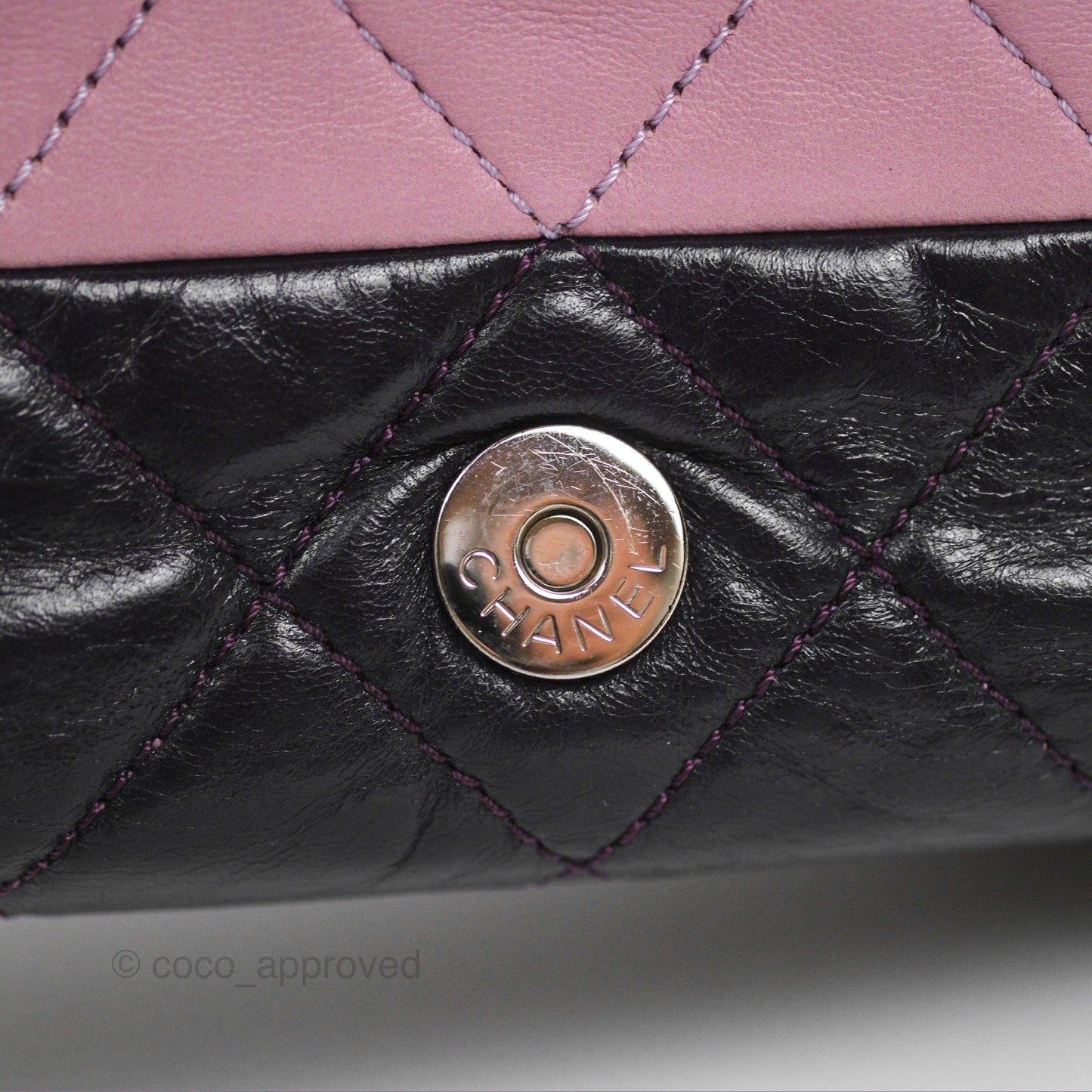 Chanel Medium Bicolor CC Chain Flap Pink/Black Lambskin Silver Hardware