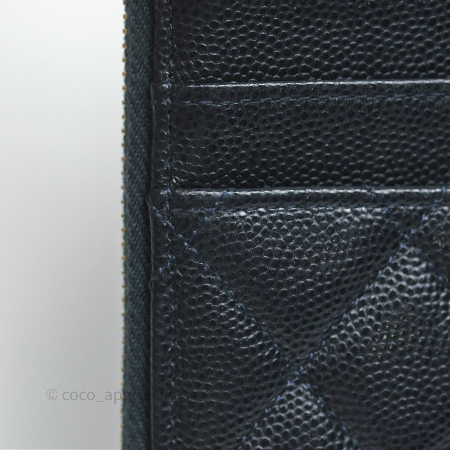 Chanel Classic Flat Navy Caviar Wallet Pouch Gold Hardware