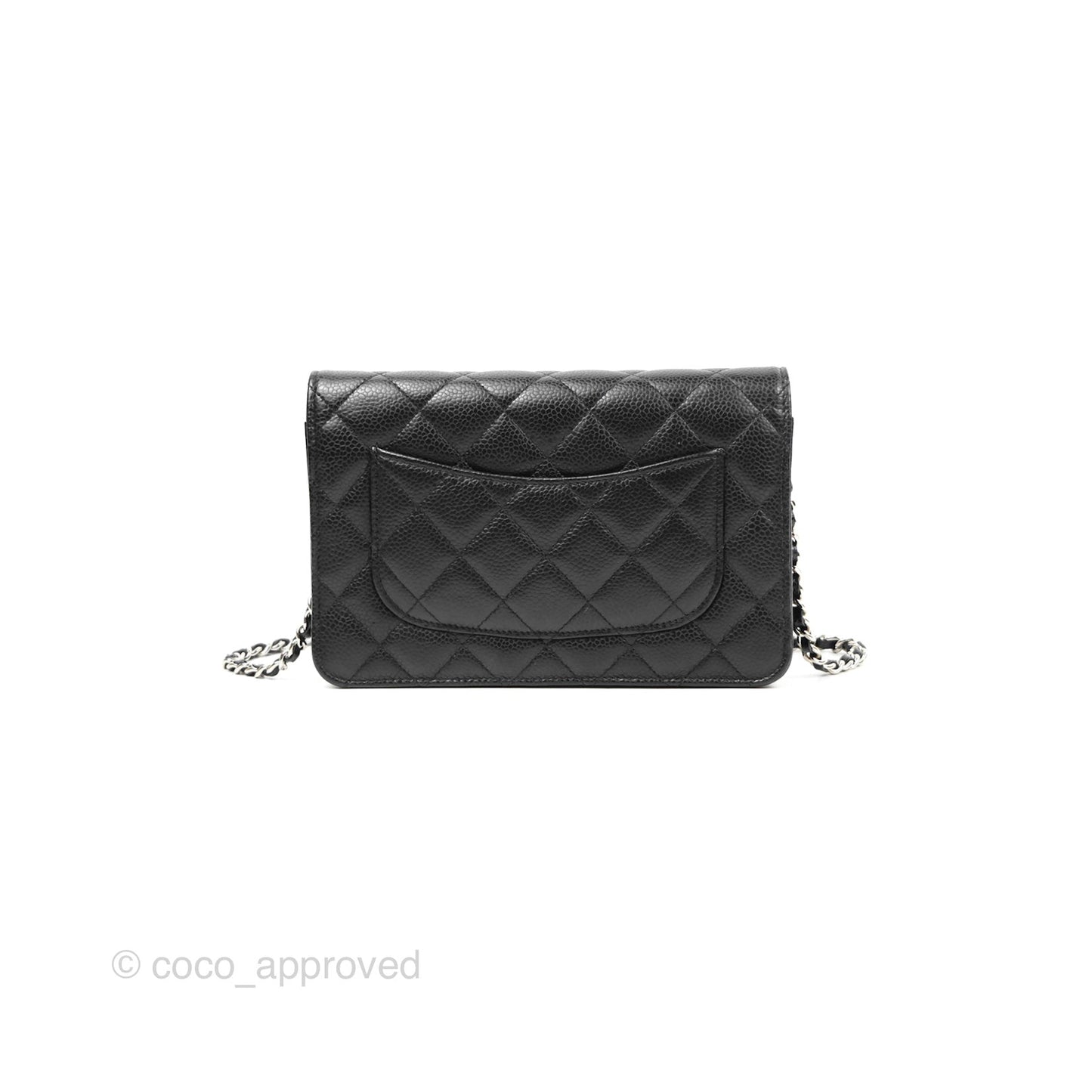 Chanel Quilted Classic Wallet On Chain WOC Black Caviar Silver Hardware