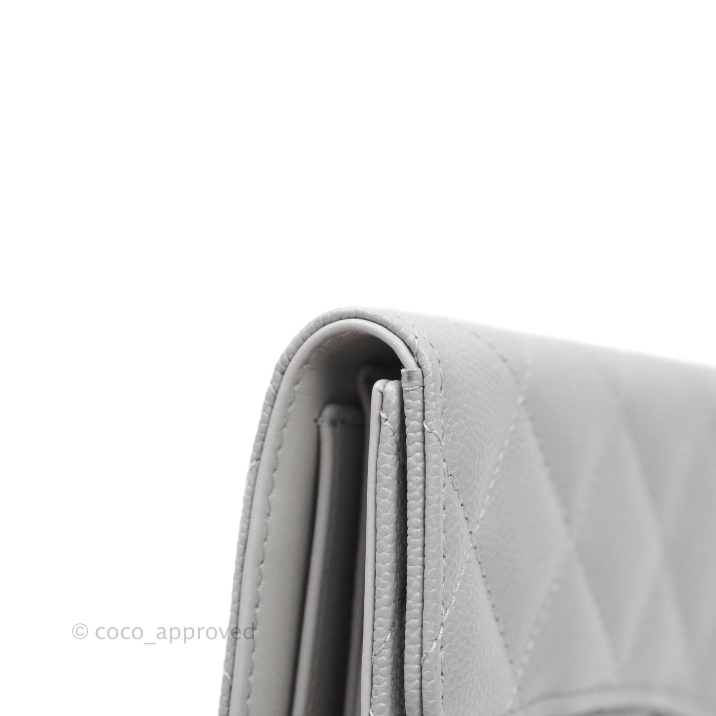 Chanel Quilted Classic Compact Wallet Grey Caviar Gold Hardware 21A